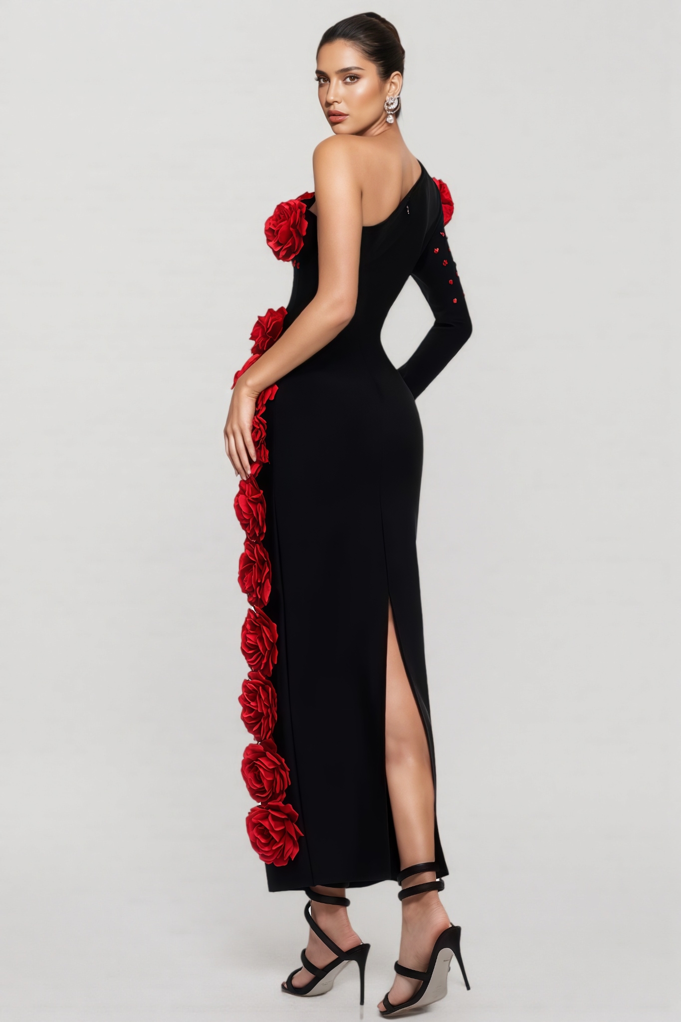 Berit One Shoulder Flower Bandage Maxi Dress