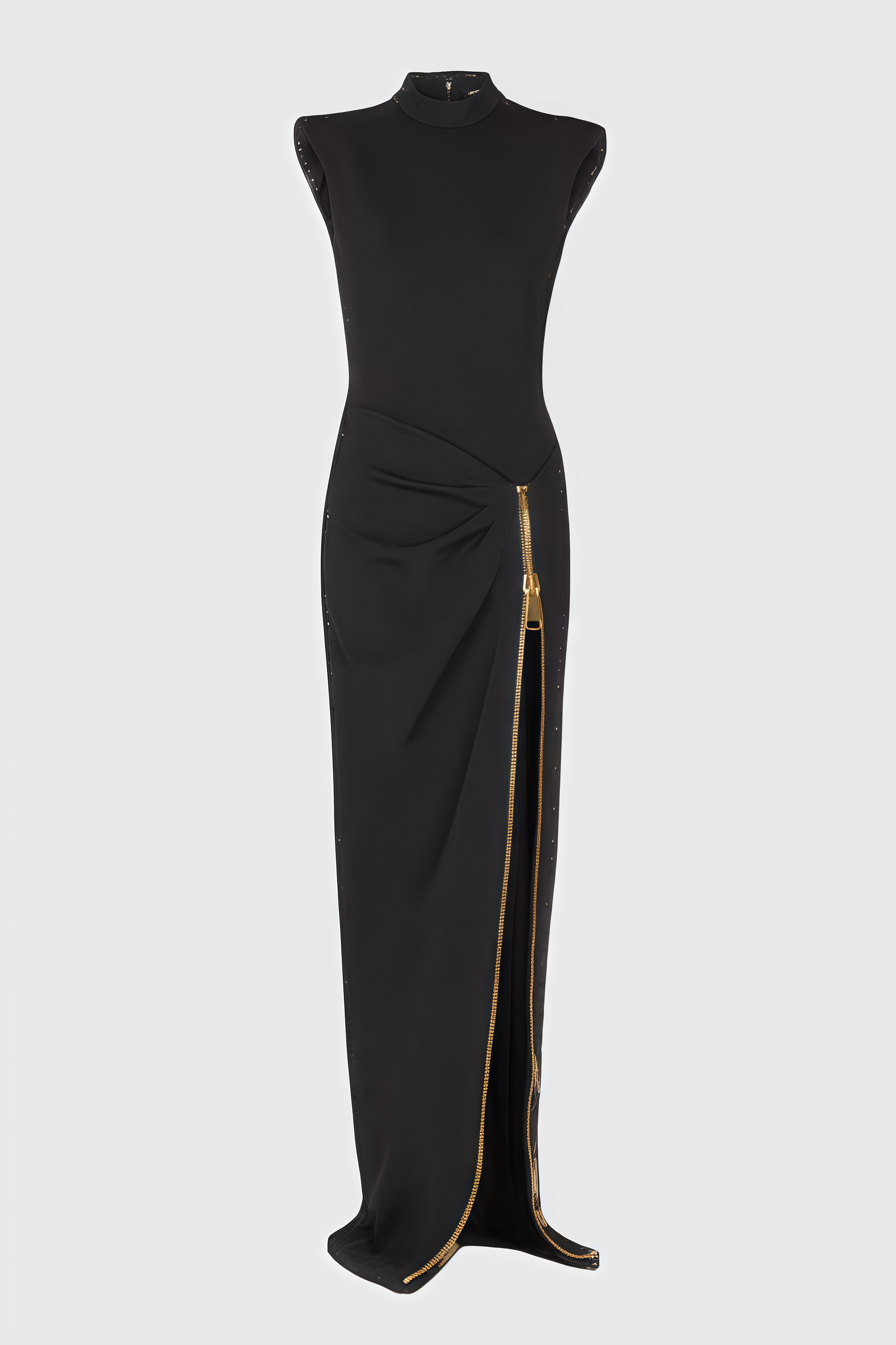 Polasa Black Sleeveless Zipper Split Maxi Dress