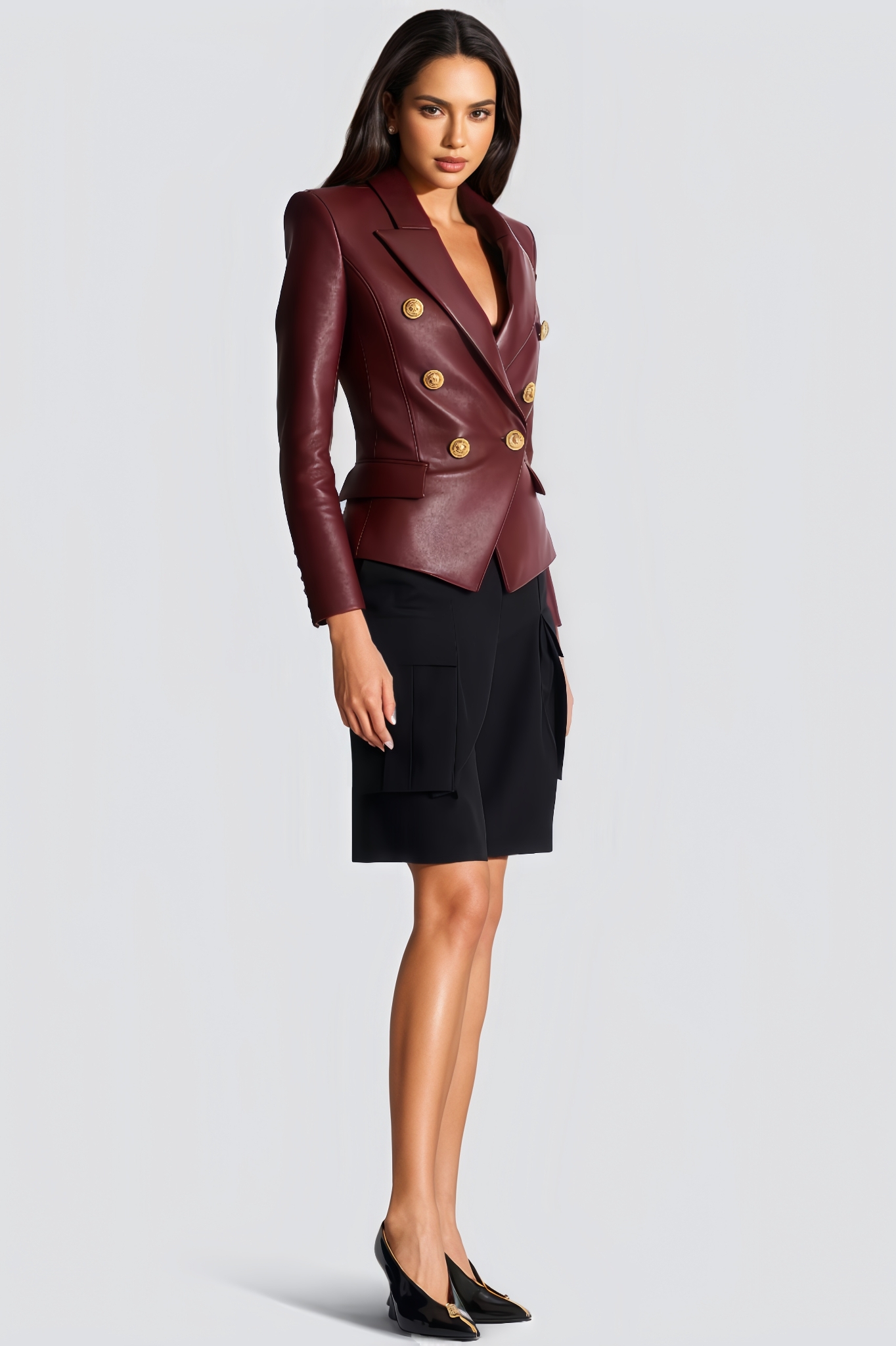 Brenol Red Leather Blazer