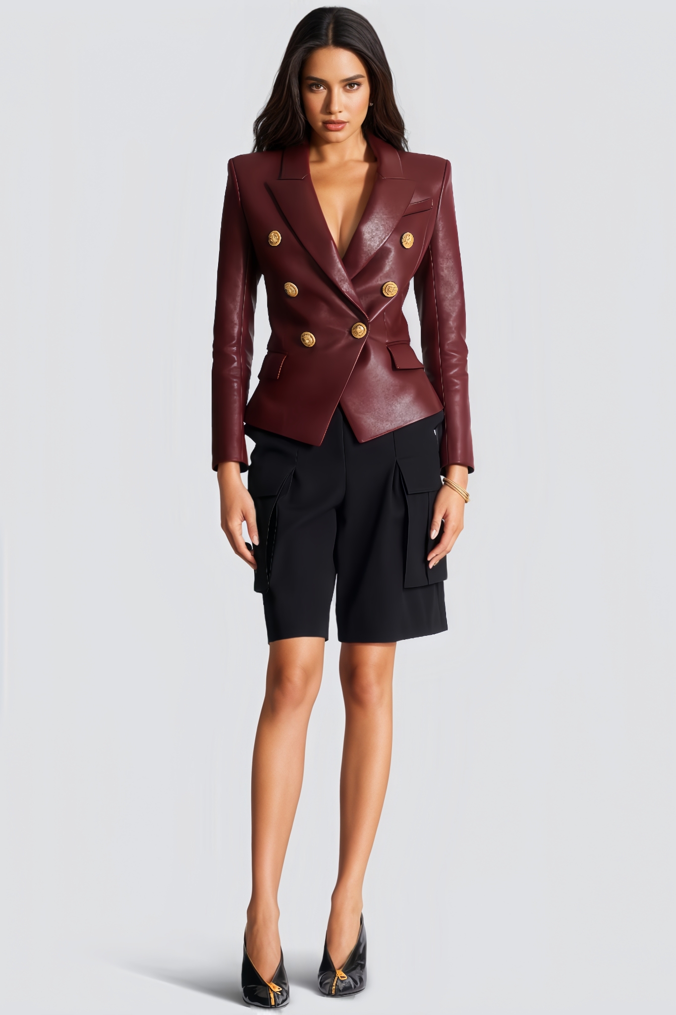 Brenol Red Leather Blazer