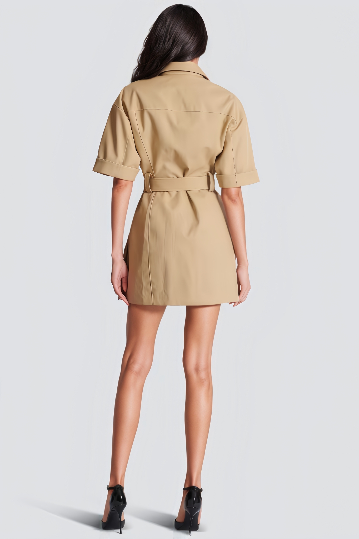 Cynect Khaki Belted Mini Dress