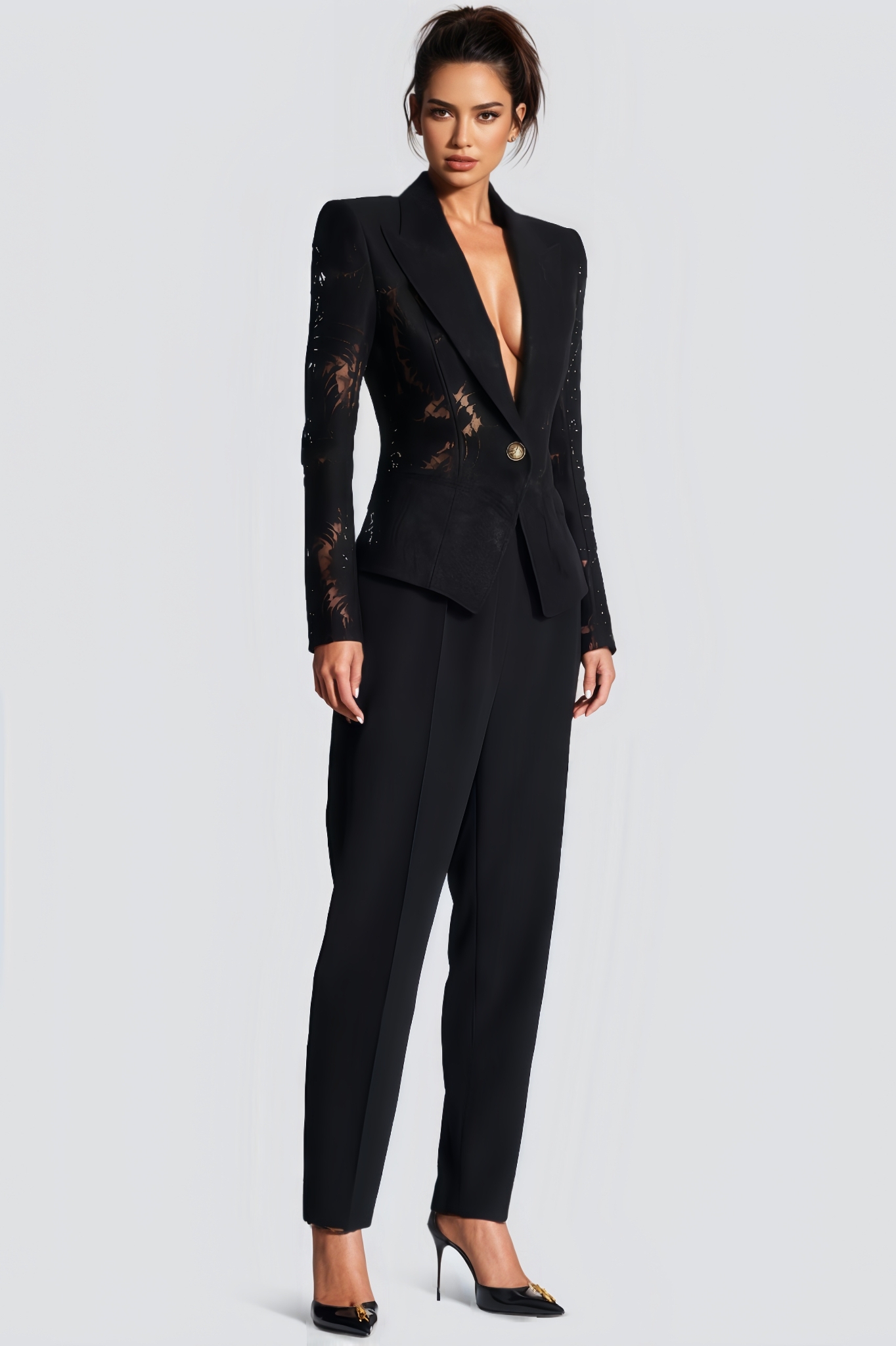 Almery Embroidered Mesh Blazer