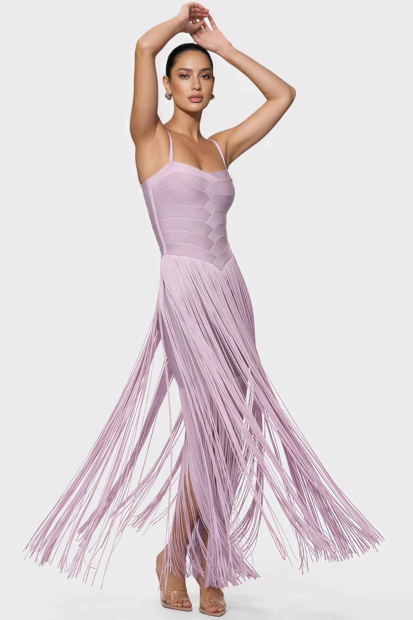 Tylan Purple Fringed Bandage Maxi Dress