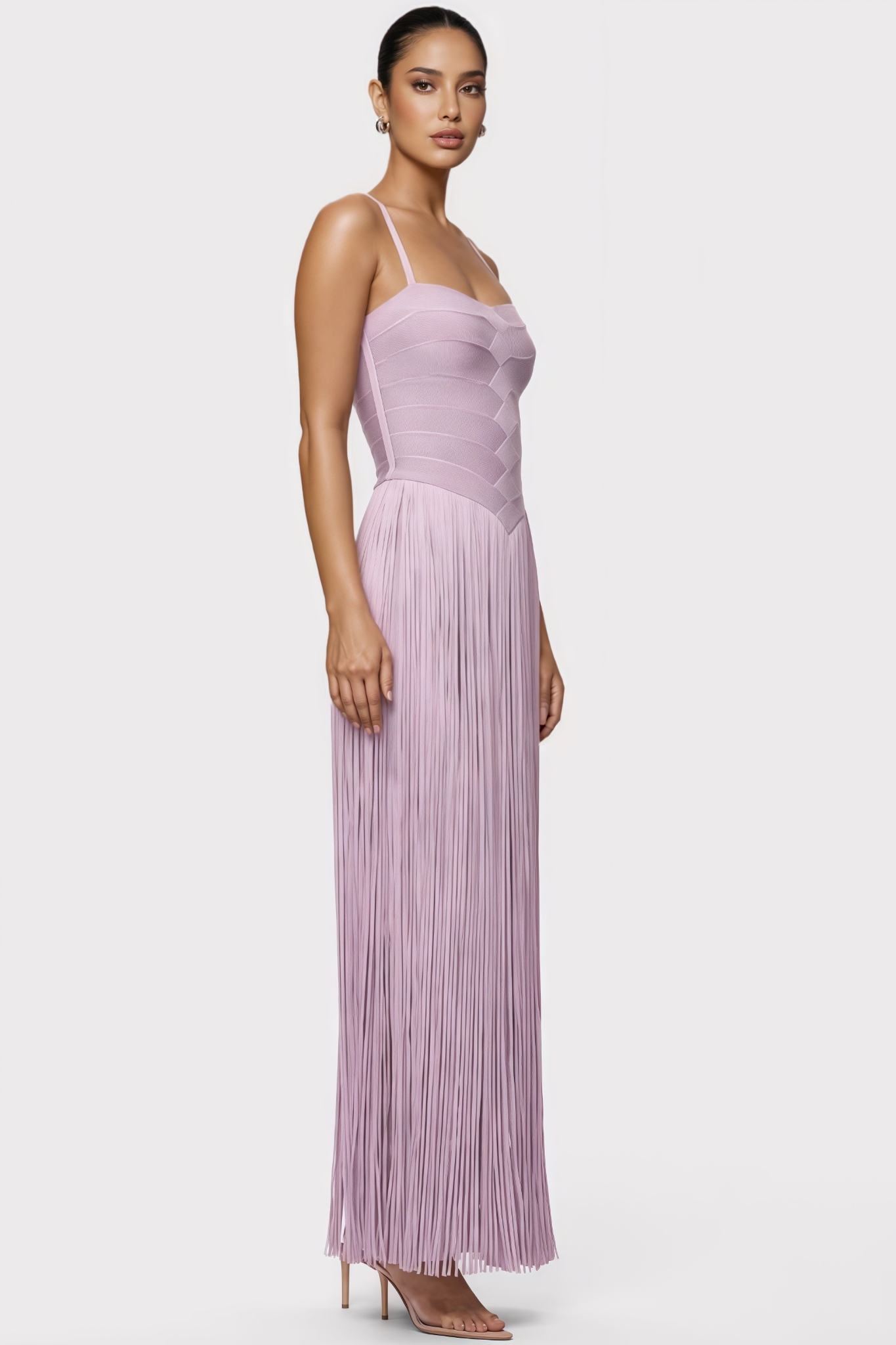 Tylan Purple Fringed Bandage Maxi Dress