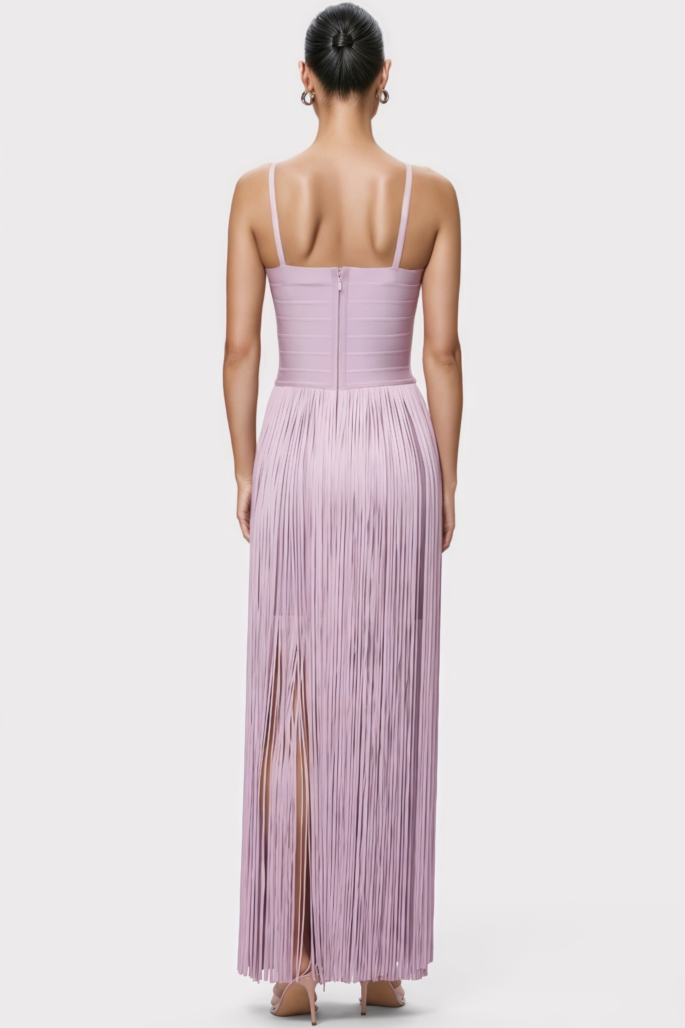 Tylan Purple Fringed Bandage Maxi Dress