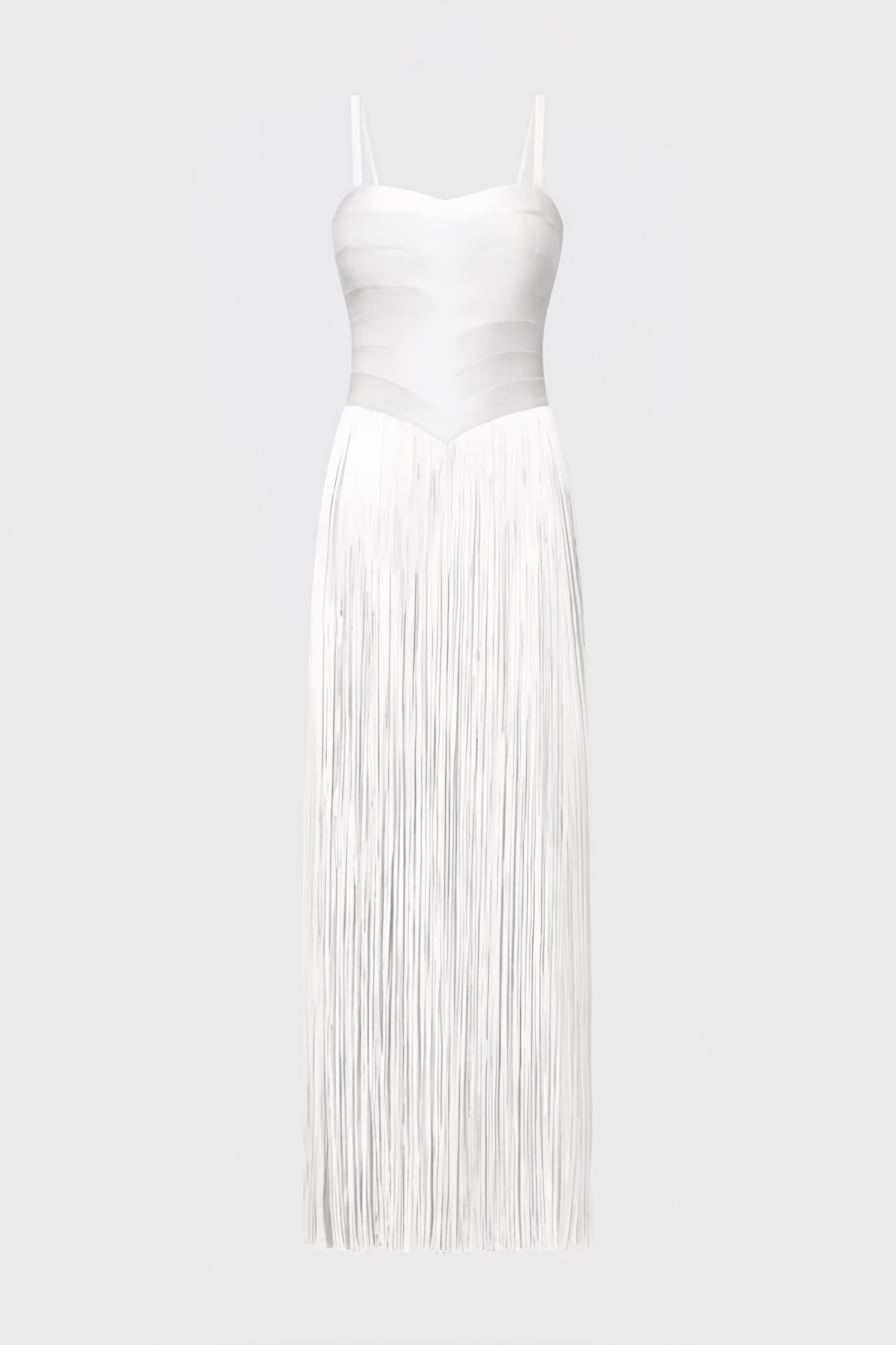 Grooklyn White Fringed Bandage Maxi Dress