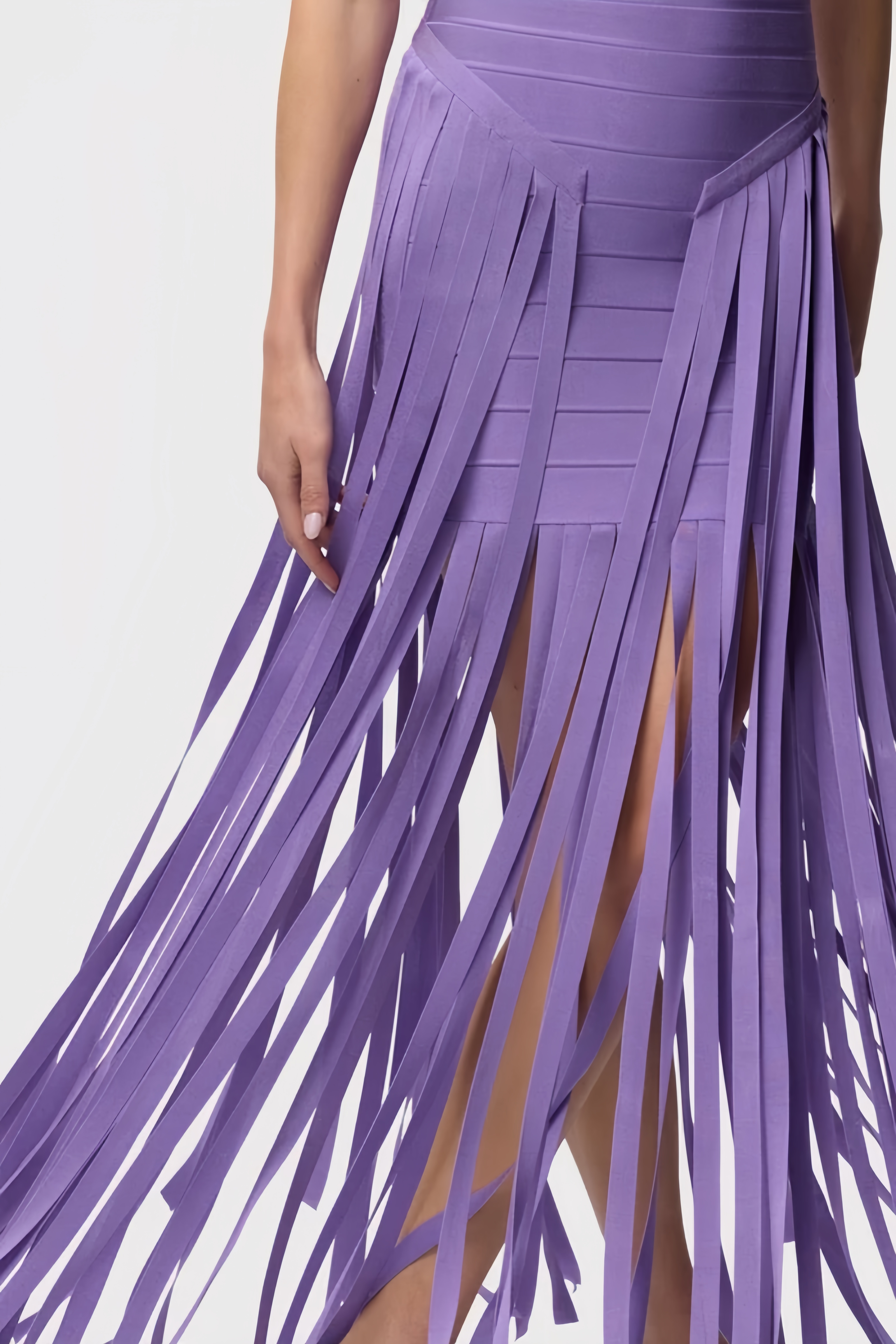 Teah Purple Halter Neck Fringe Maxi Dress
