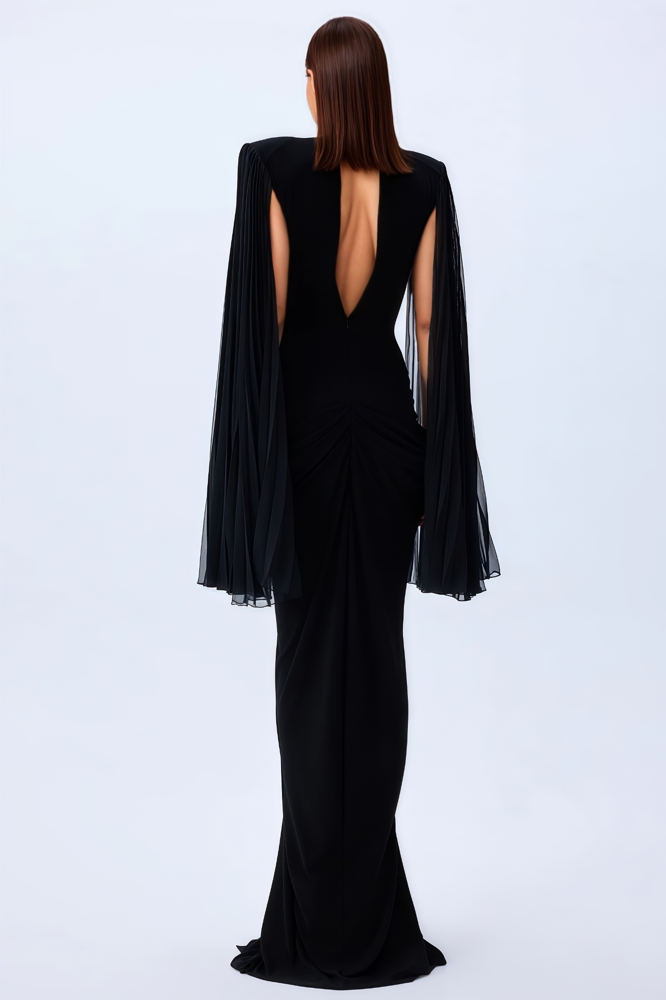 Lilltay Black V Neck Tulle Maxi Dress