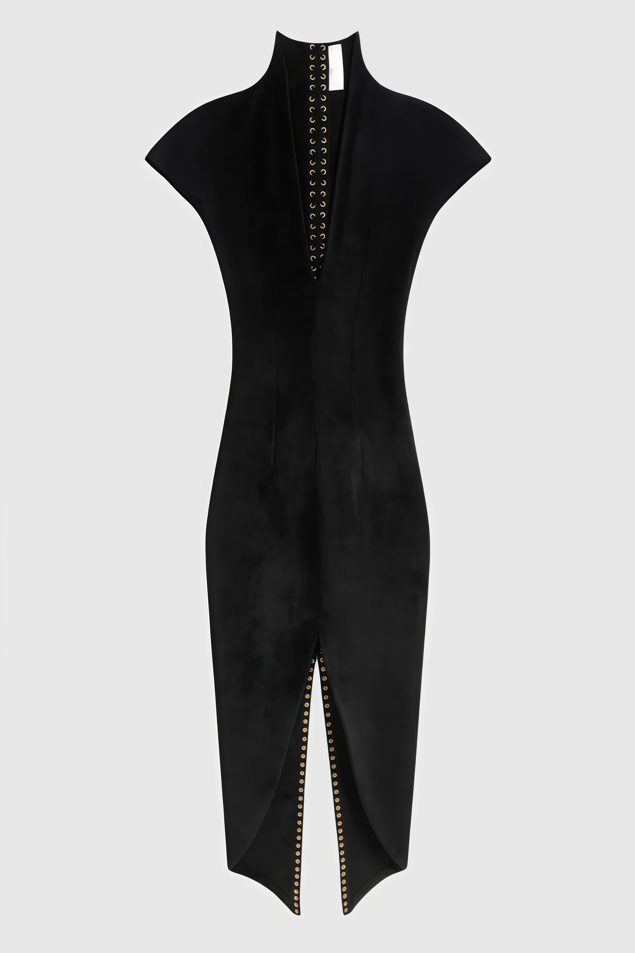 Kyati Black Short Sleeve Slit Midi Dress