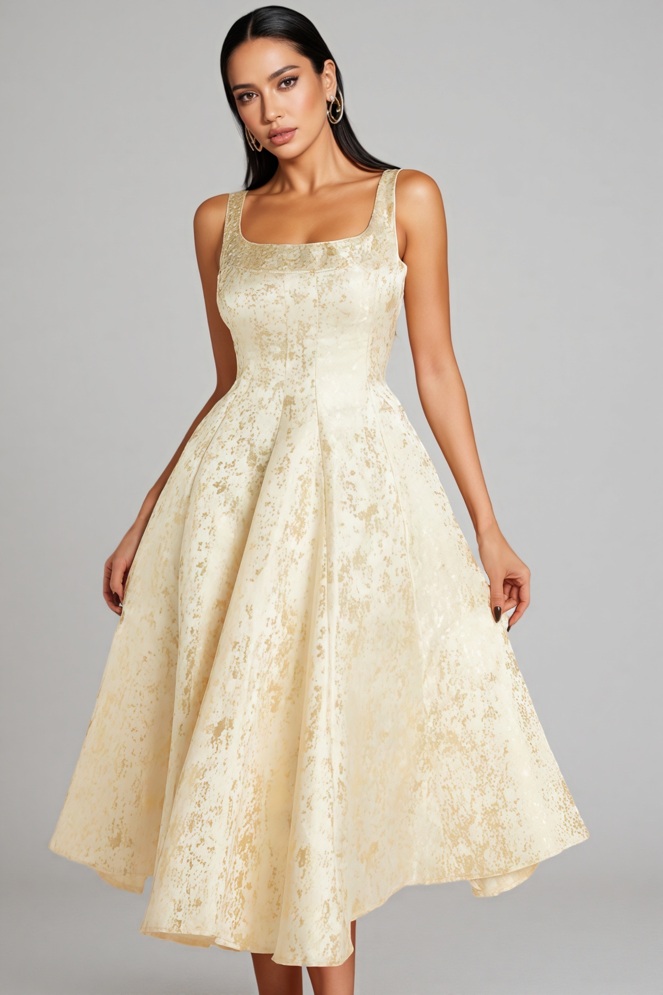 Ceran Sleeveless Flare Midi Dress