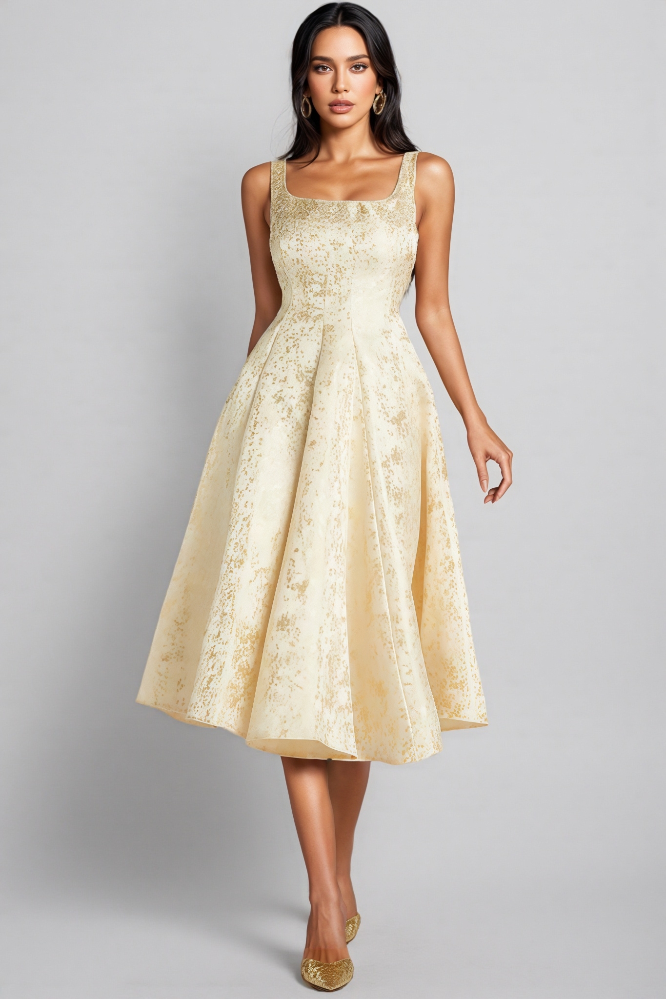 Ceran Sleeveless Flare Midi Dress