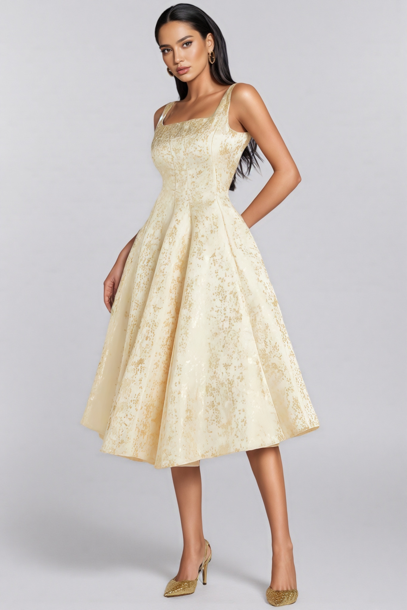 Ceran Sleeveless Flare Midi Dress