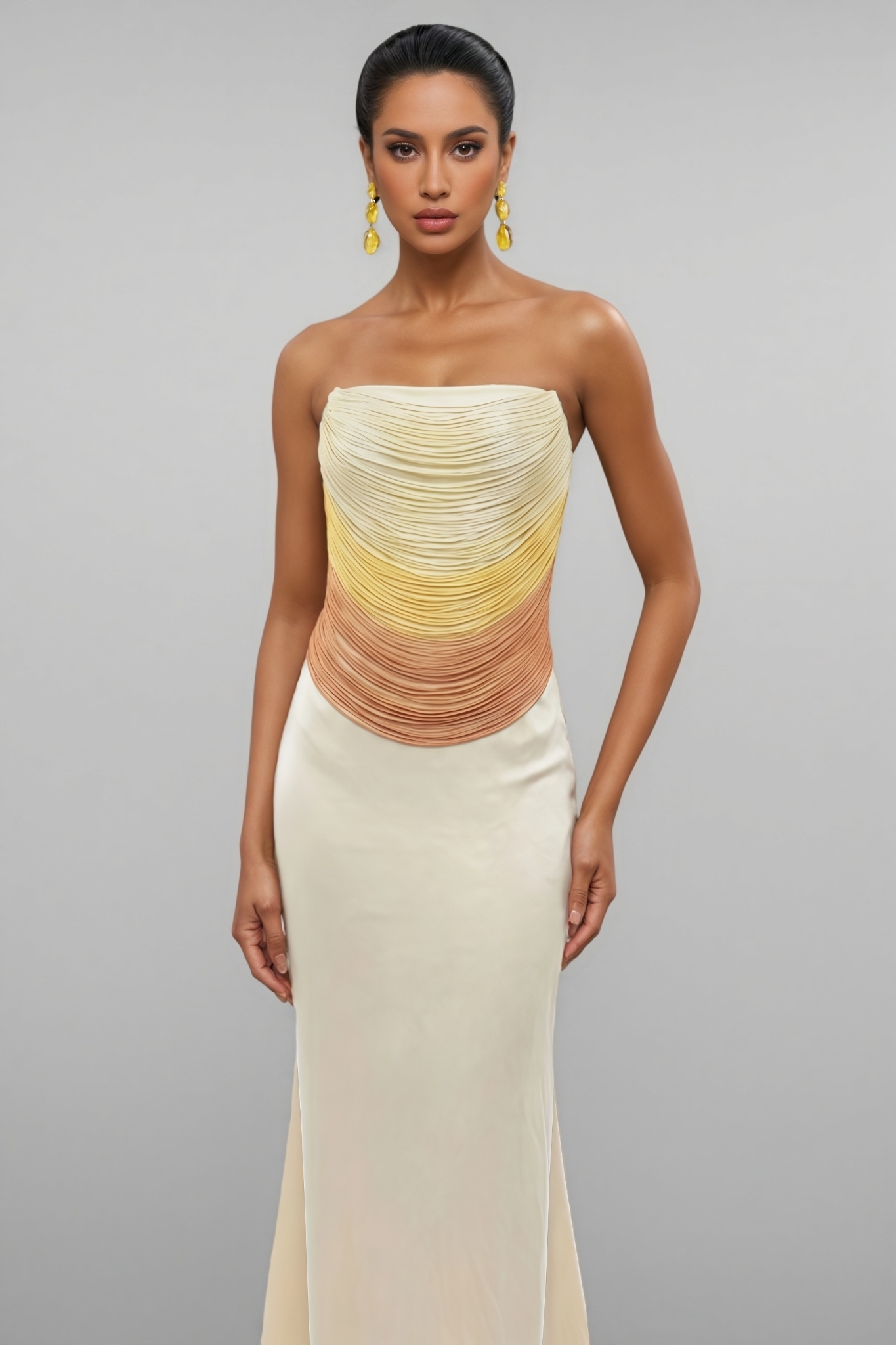 Orone Strapless Fringe Bandage Maxi Dress Set