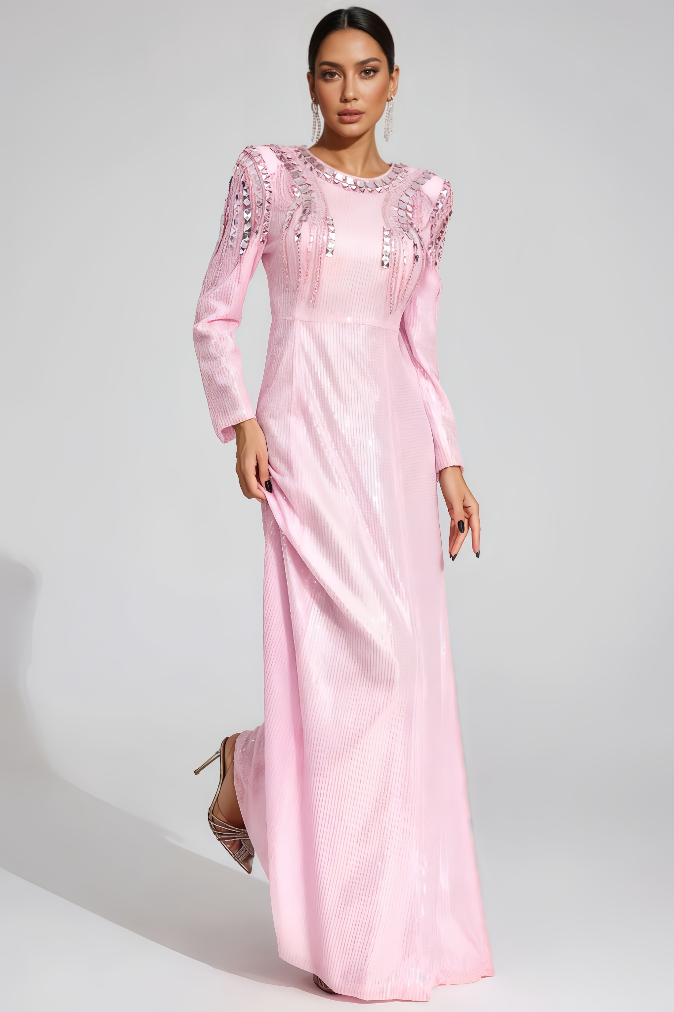 Joshua Pink Sequined Maxi Dress