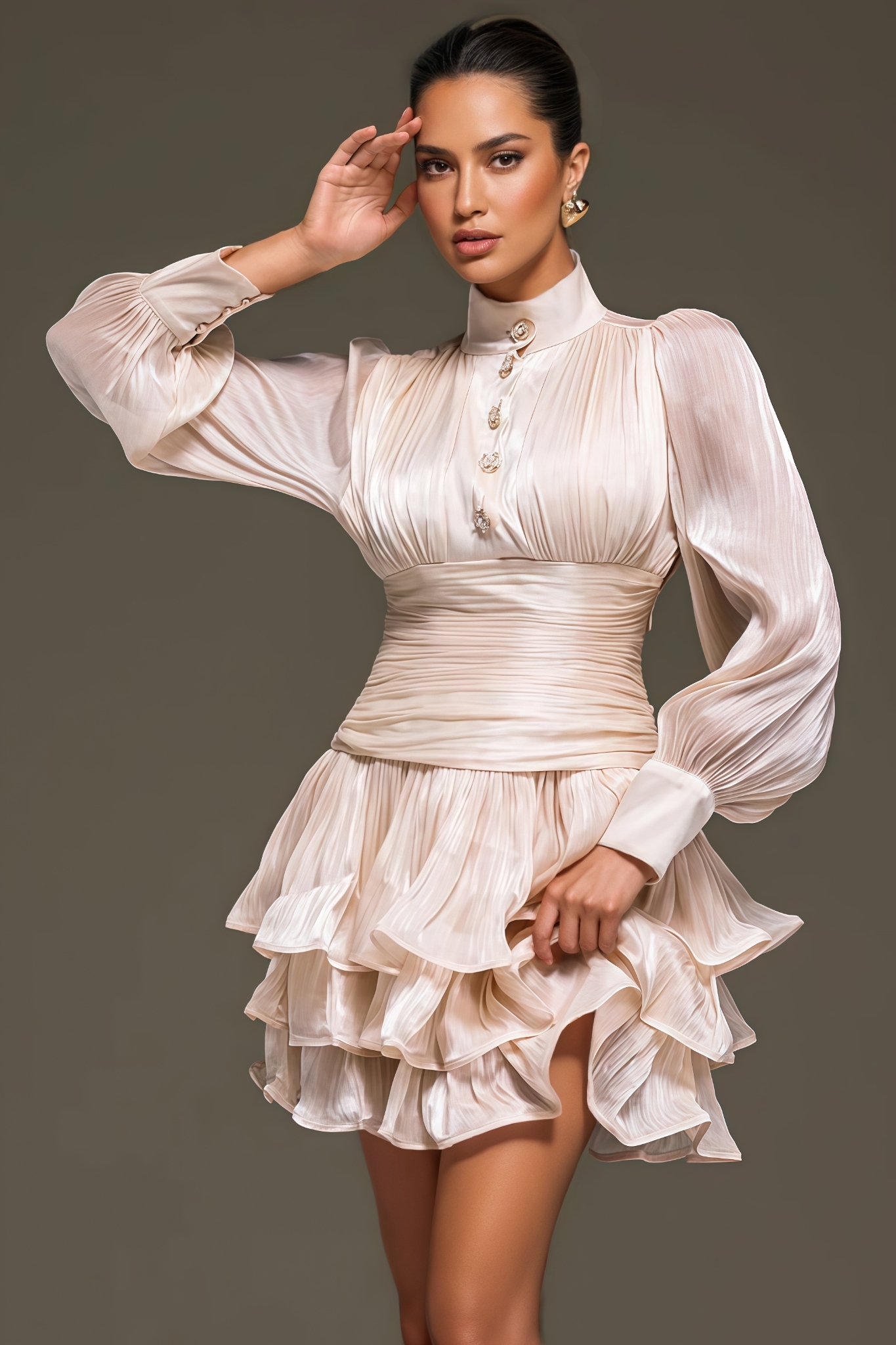 Frnkty Long Sleeve Ruffle Mini Dress