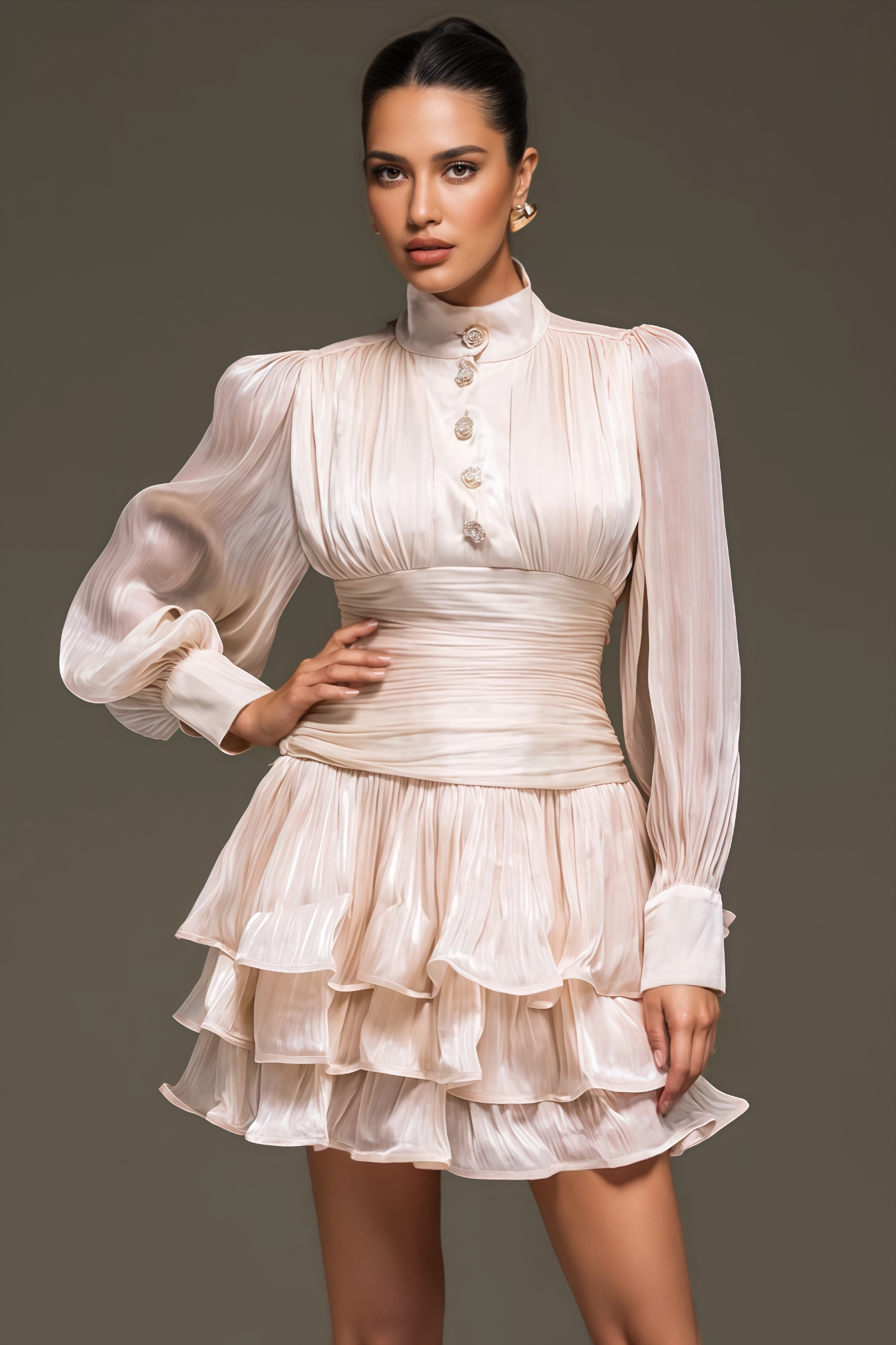 Frnkty Long Sleeve Ruffle Mini Dress