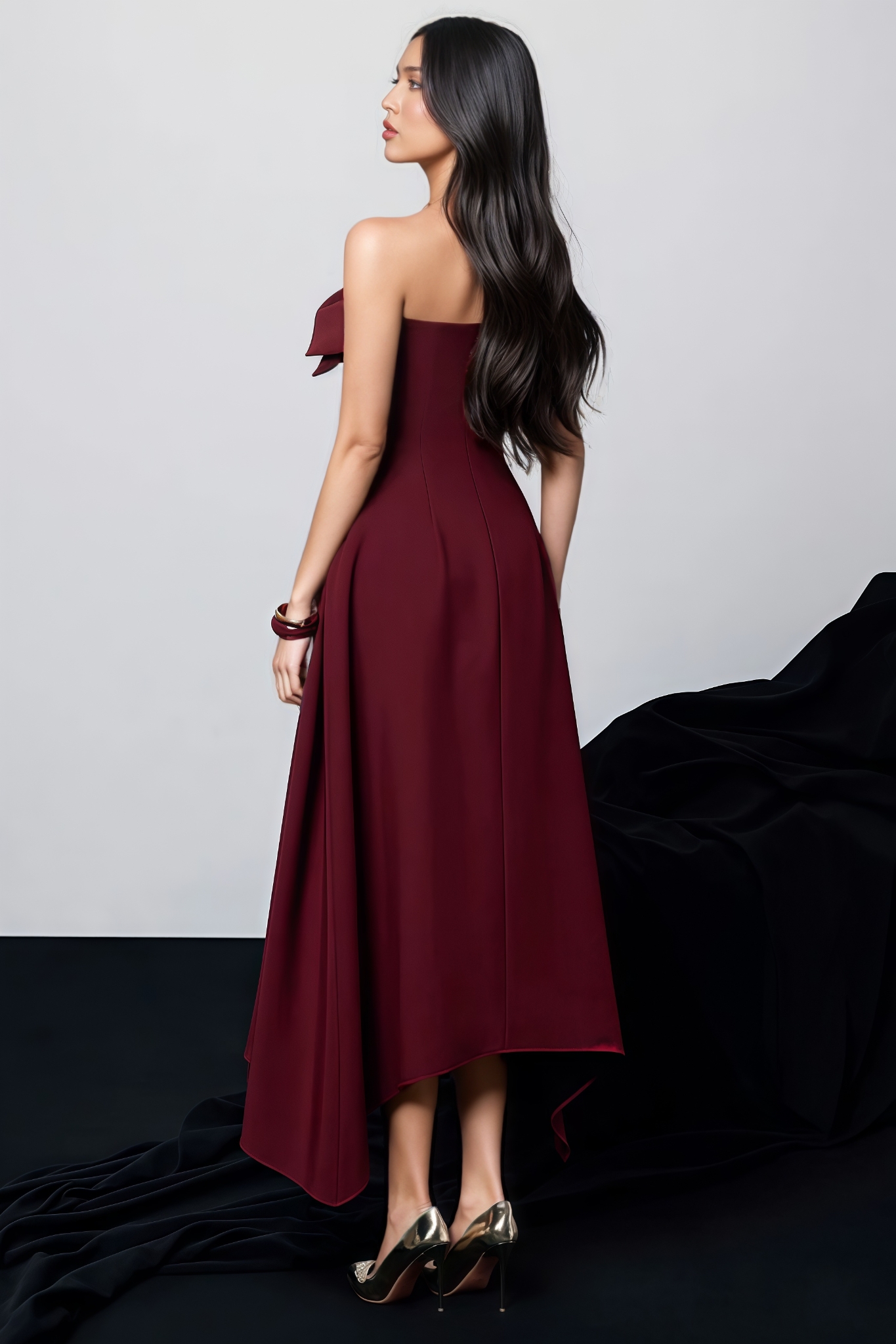 Anguel Red Ruffle Midi Dress
