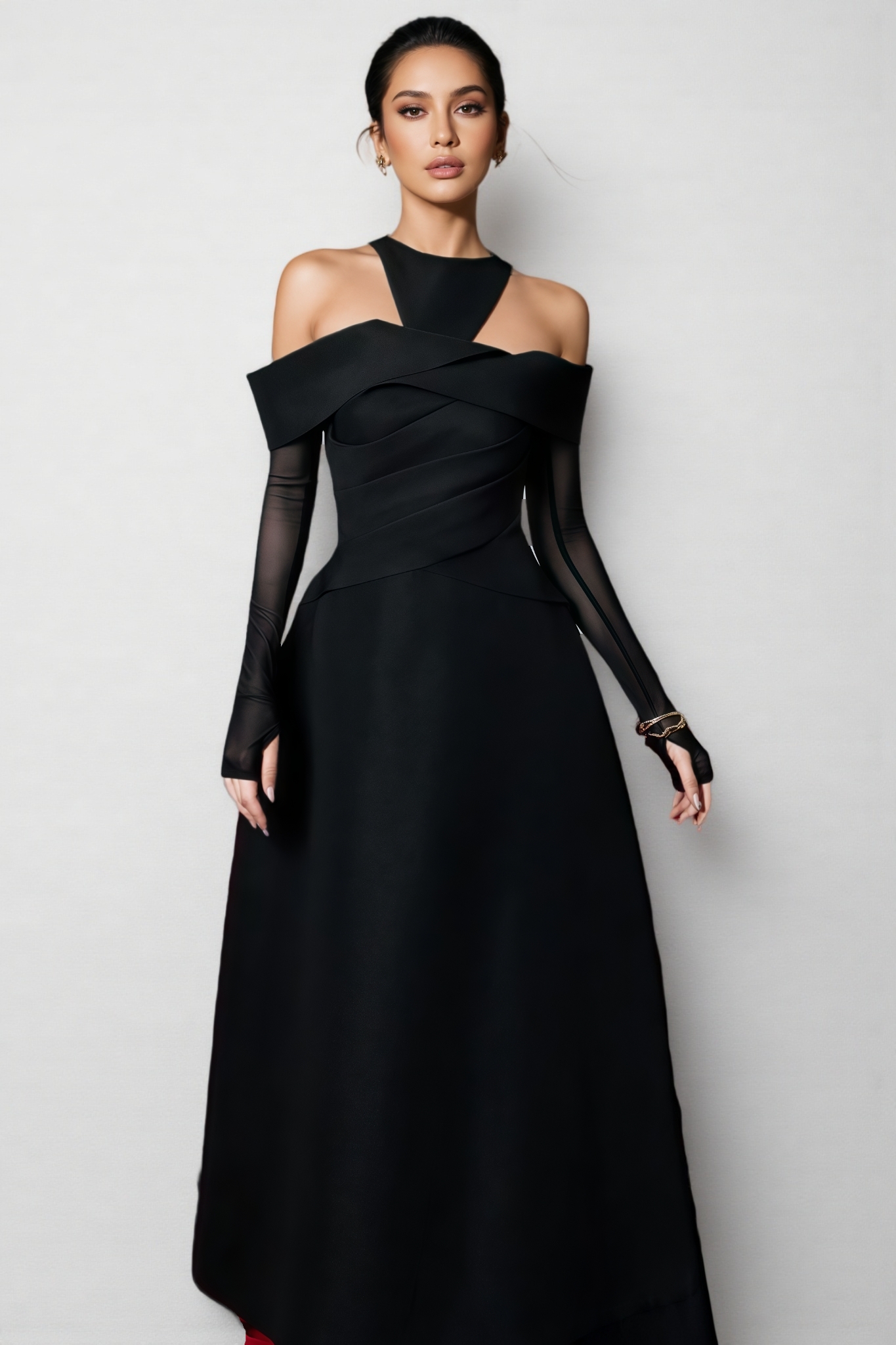 Refus Black Halter Neck Maxi Dress