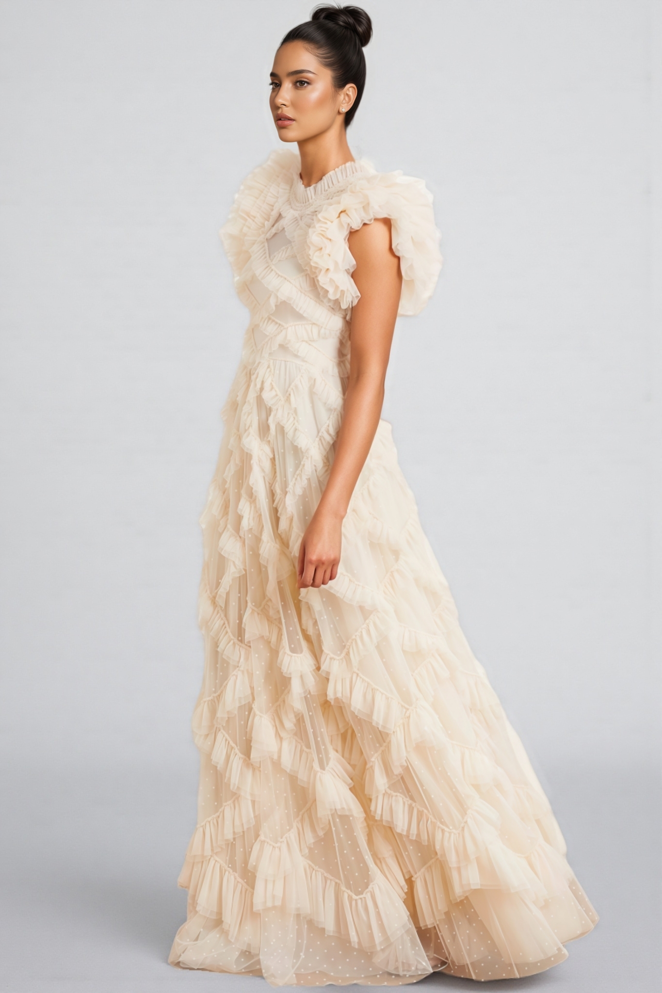 Miro Ruffle Mesh Maxi Dress