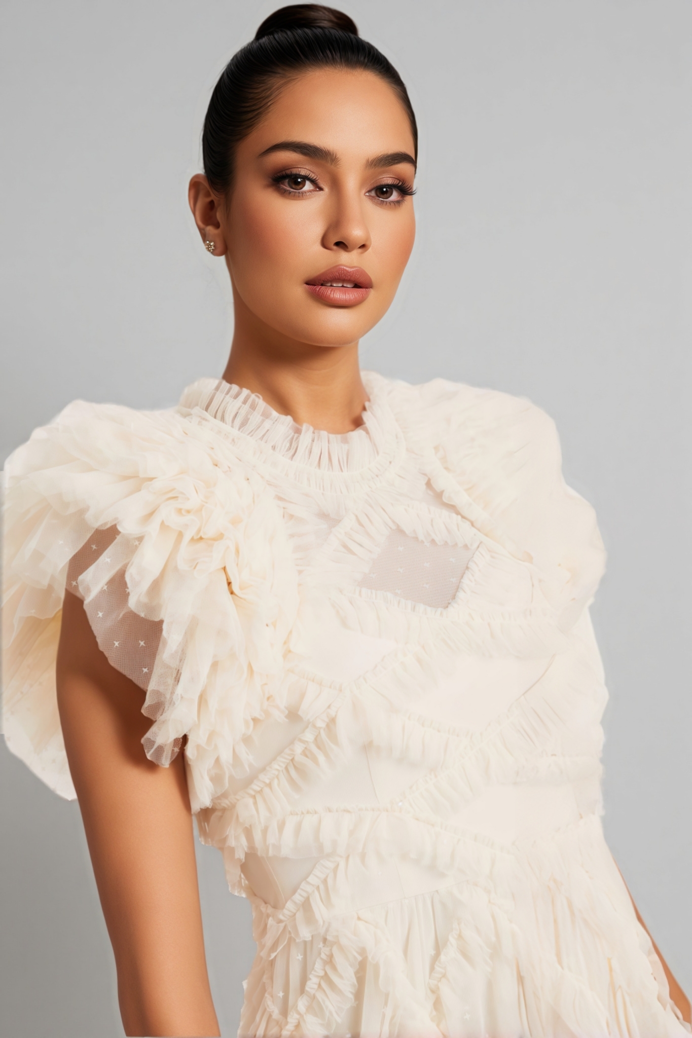 Miro Ruffle Mesh Maxi Dress