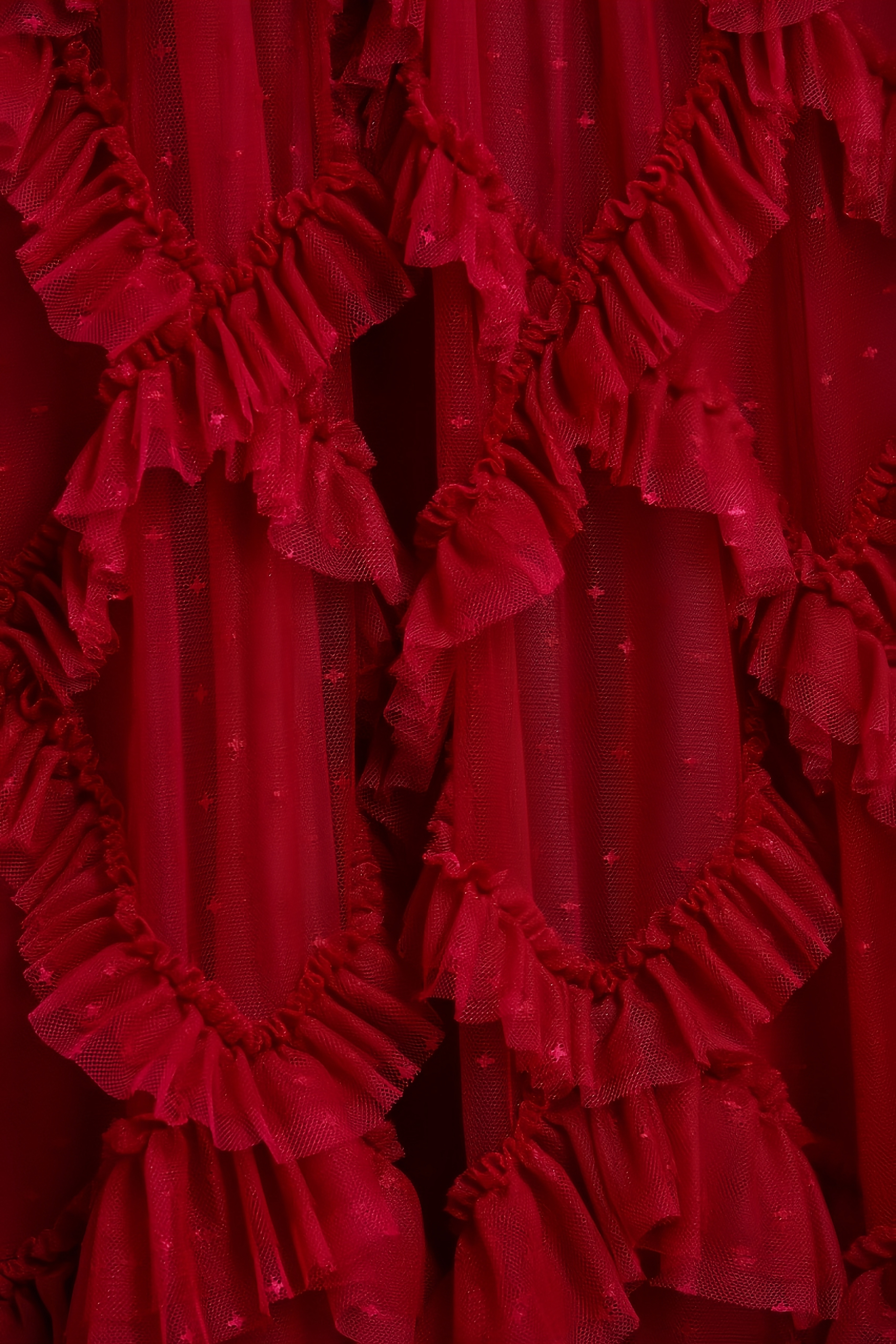 Luni Red Ruffle Lace Maxi Dress