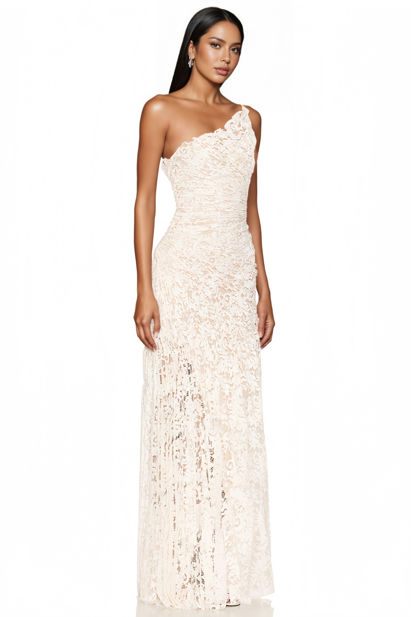 Chostian White Lace Embroidered Maxi Dress
