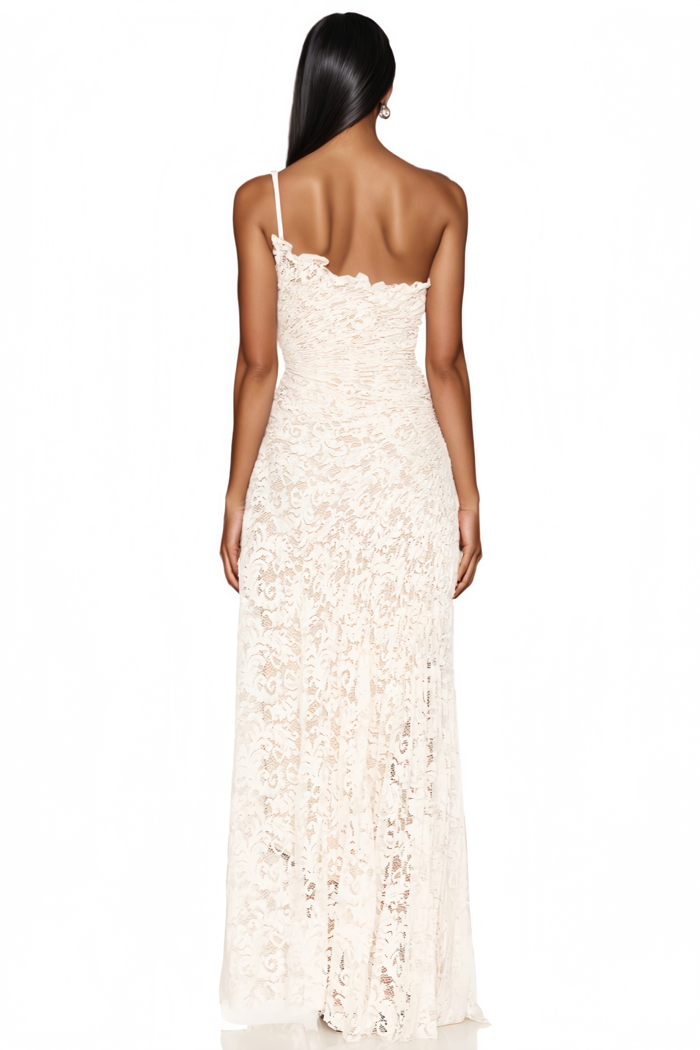 Chostian White Lace Embroidered Maxi Dress