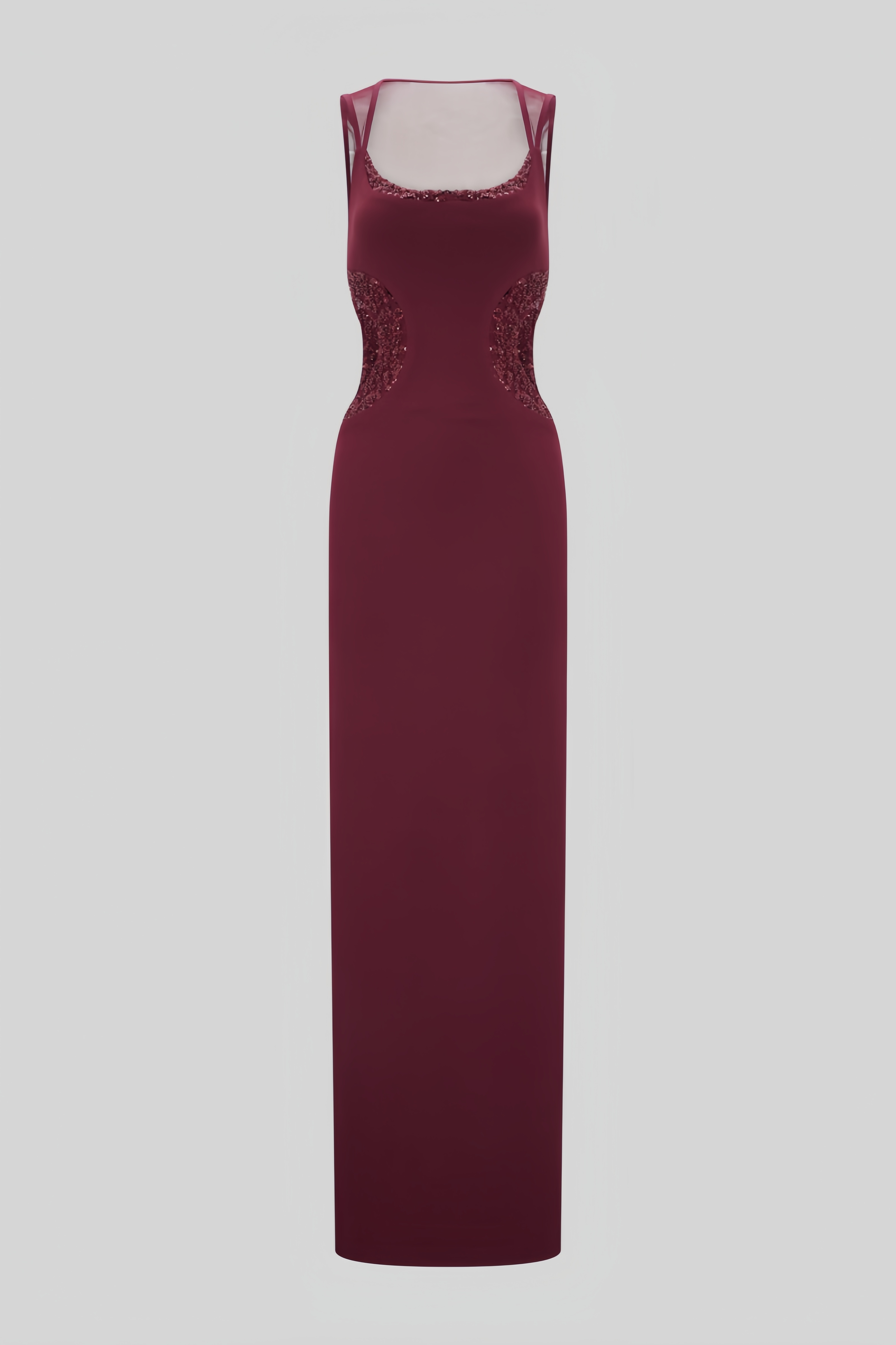 Varnle Red Mesh Sequin Maxi Dress