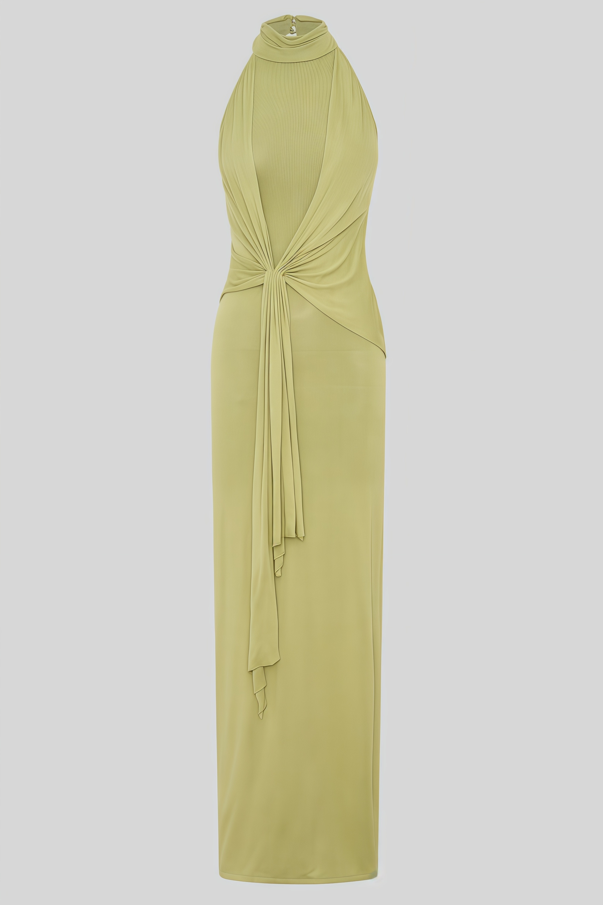 Nanven Green Halter Neck Slit Maxi Dress