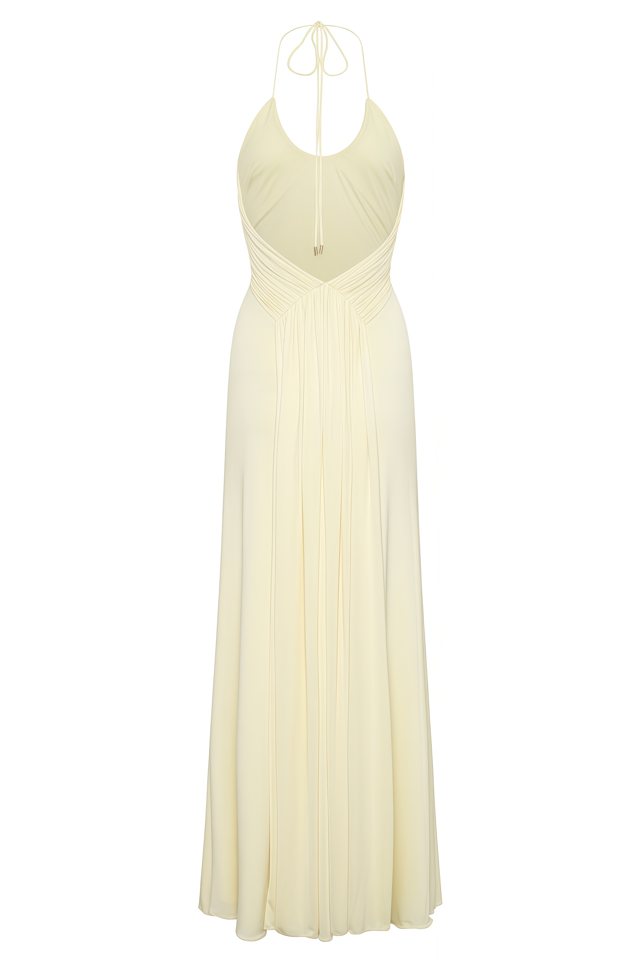 Koitlyn Yellow Halter Neck Draped Maxi Dress