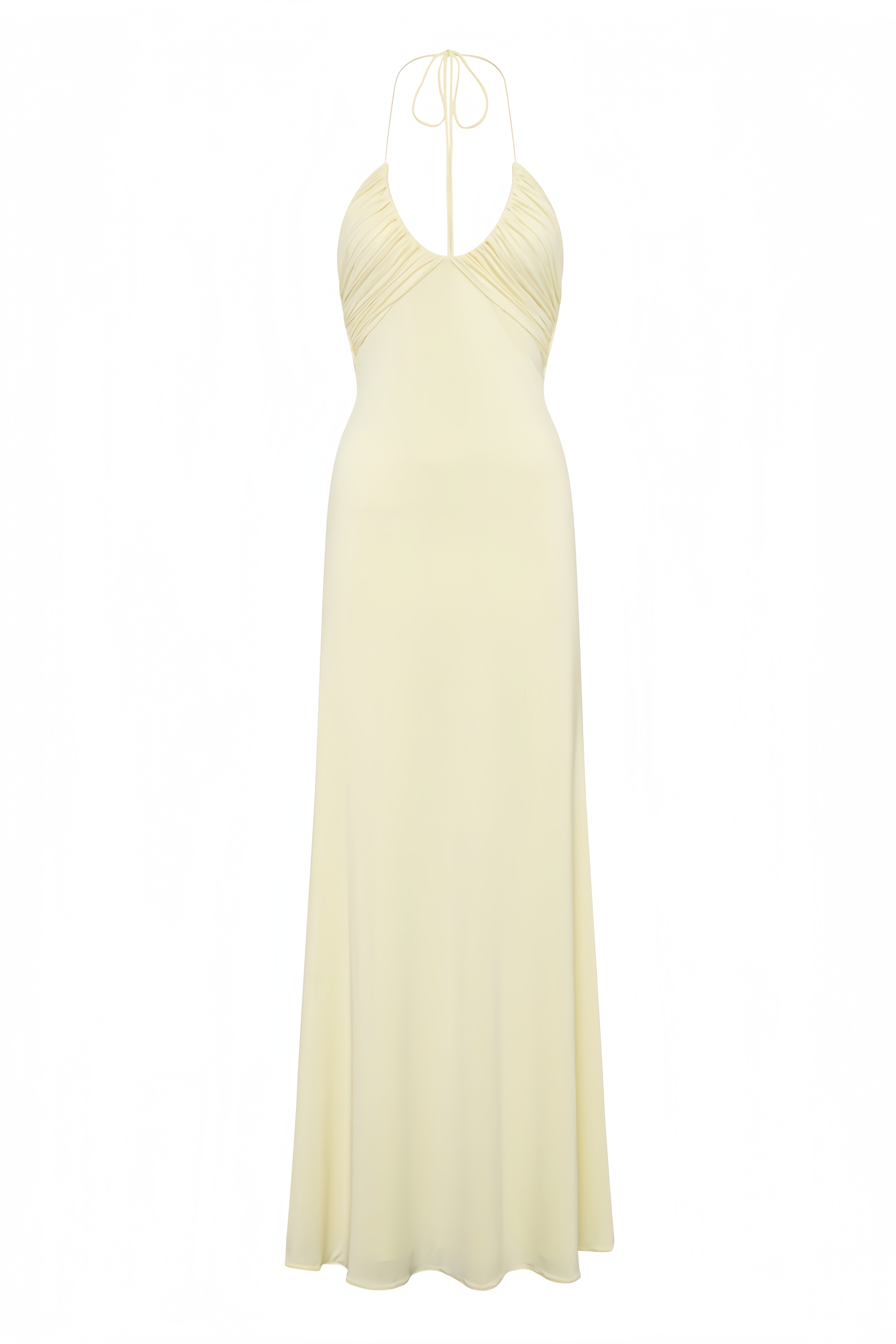 Koitlyn Yellow Halter Neck Draped Maxi Dress