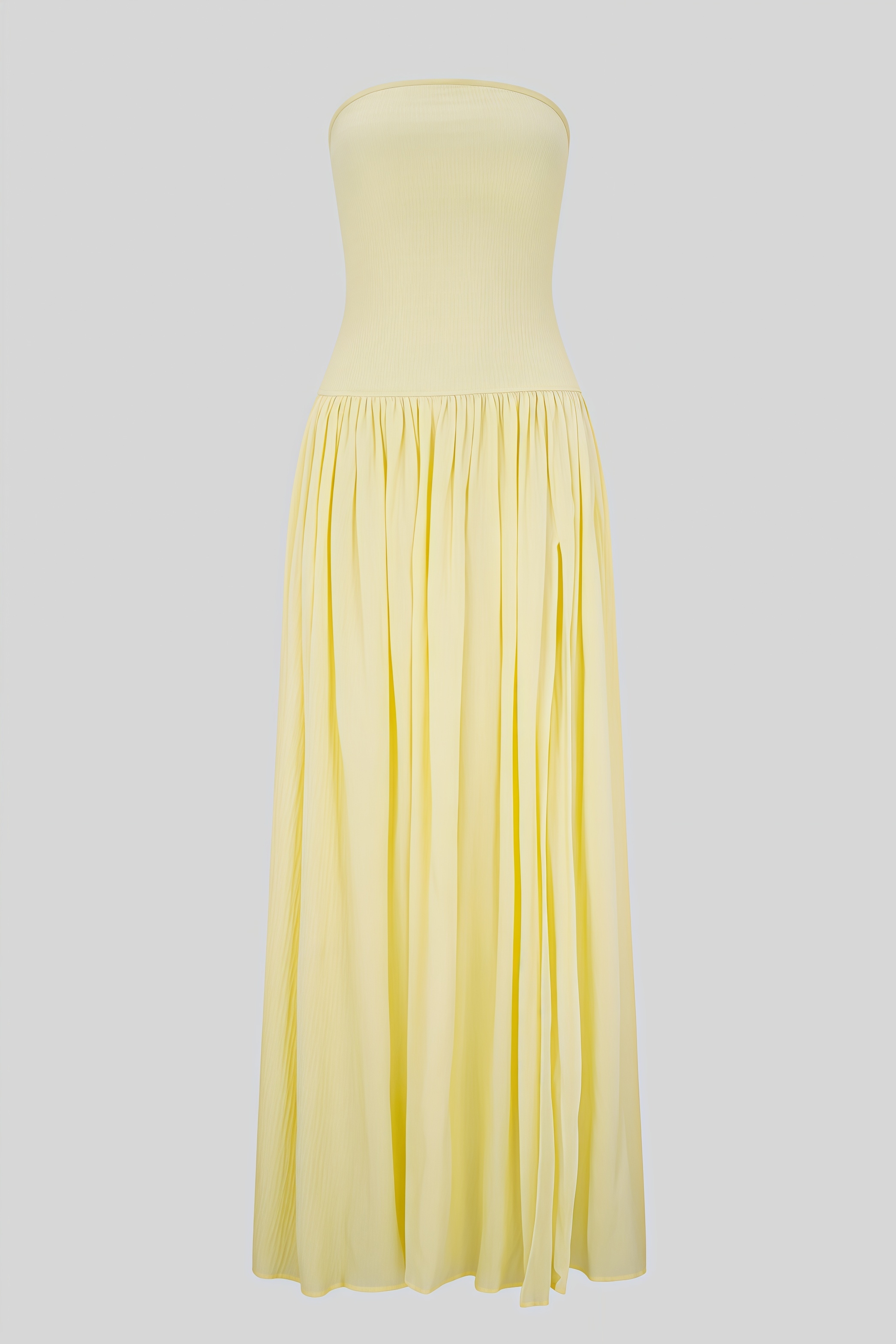 Pavink Yellow Sleeveless Pleated Maxi Dress
