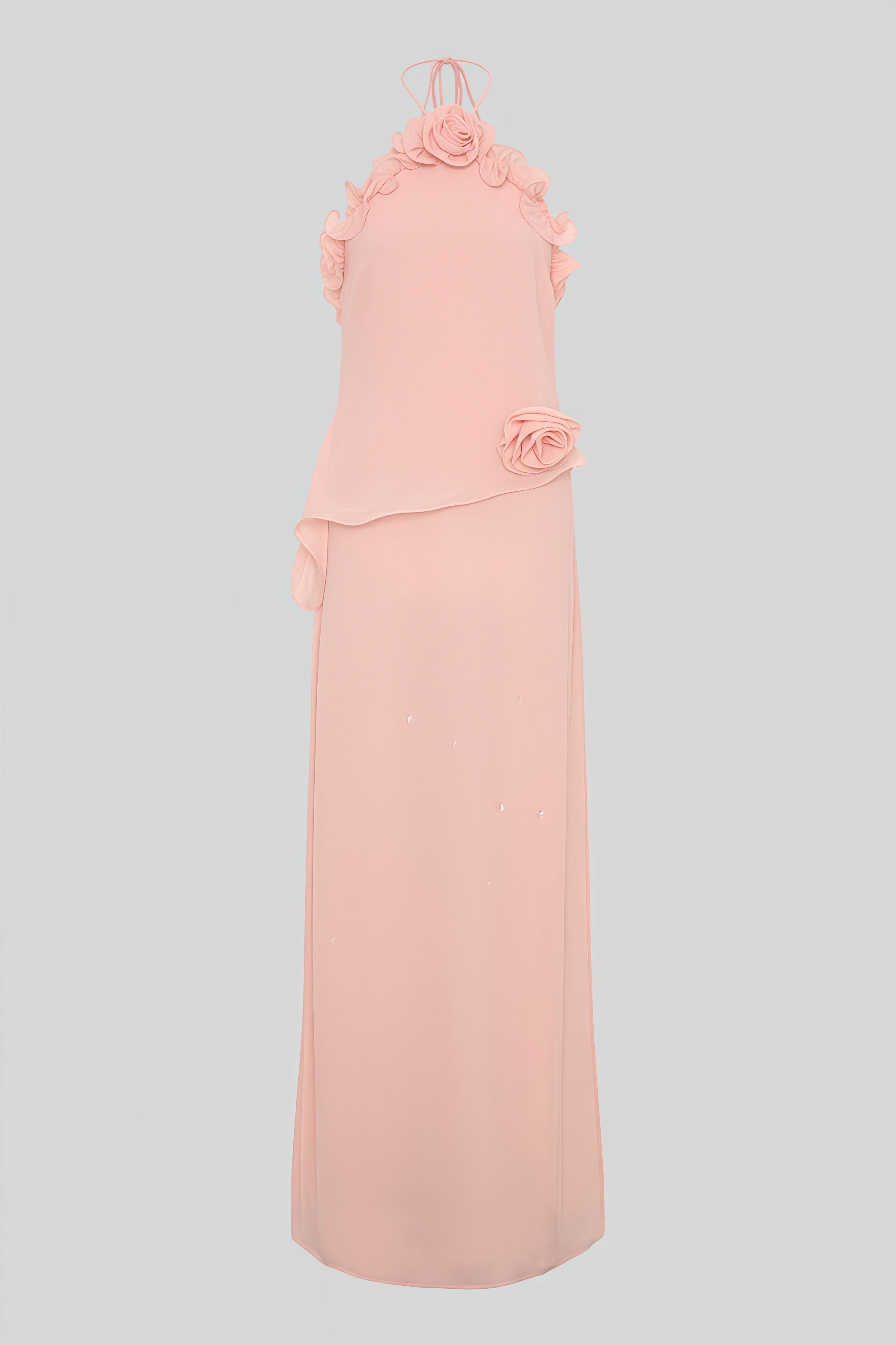 Baffren Pink 3D Floral Maxi Dress