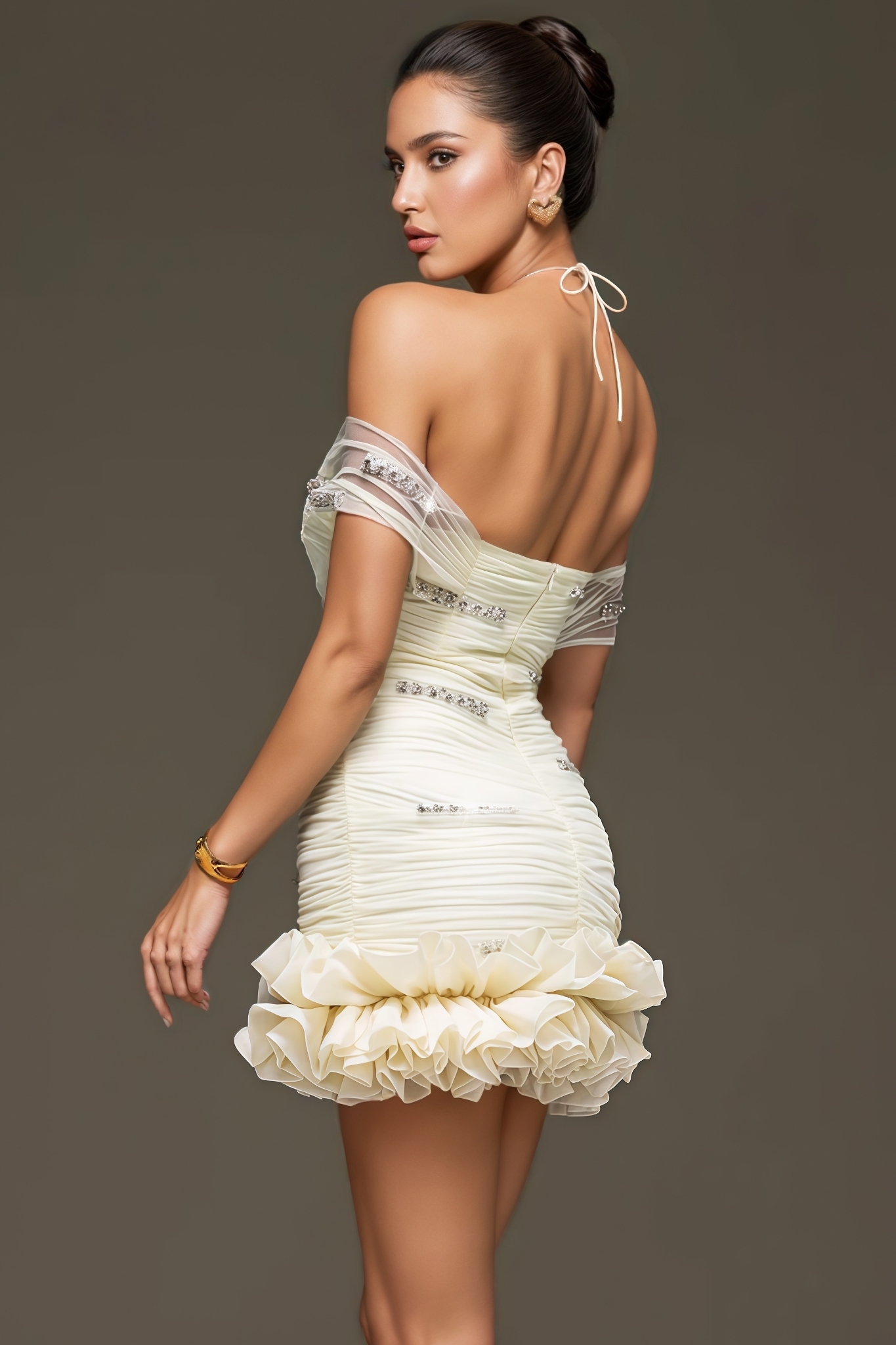 Hanpre Off Shoulder Crystal Mini Dress