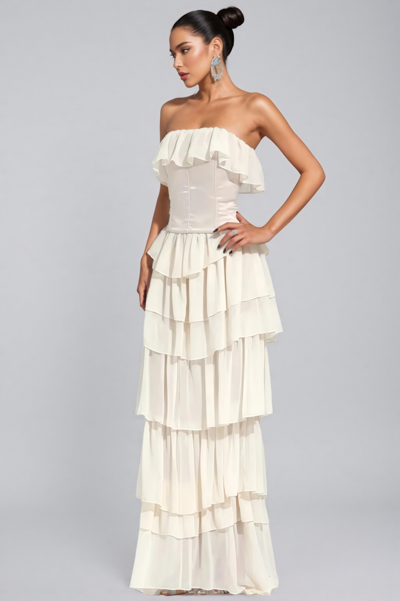 Mirae Apricot Off Shoulder Maxi Dress