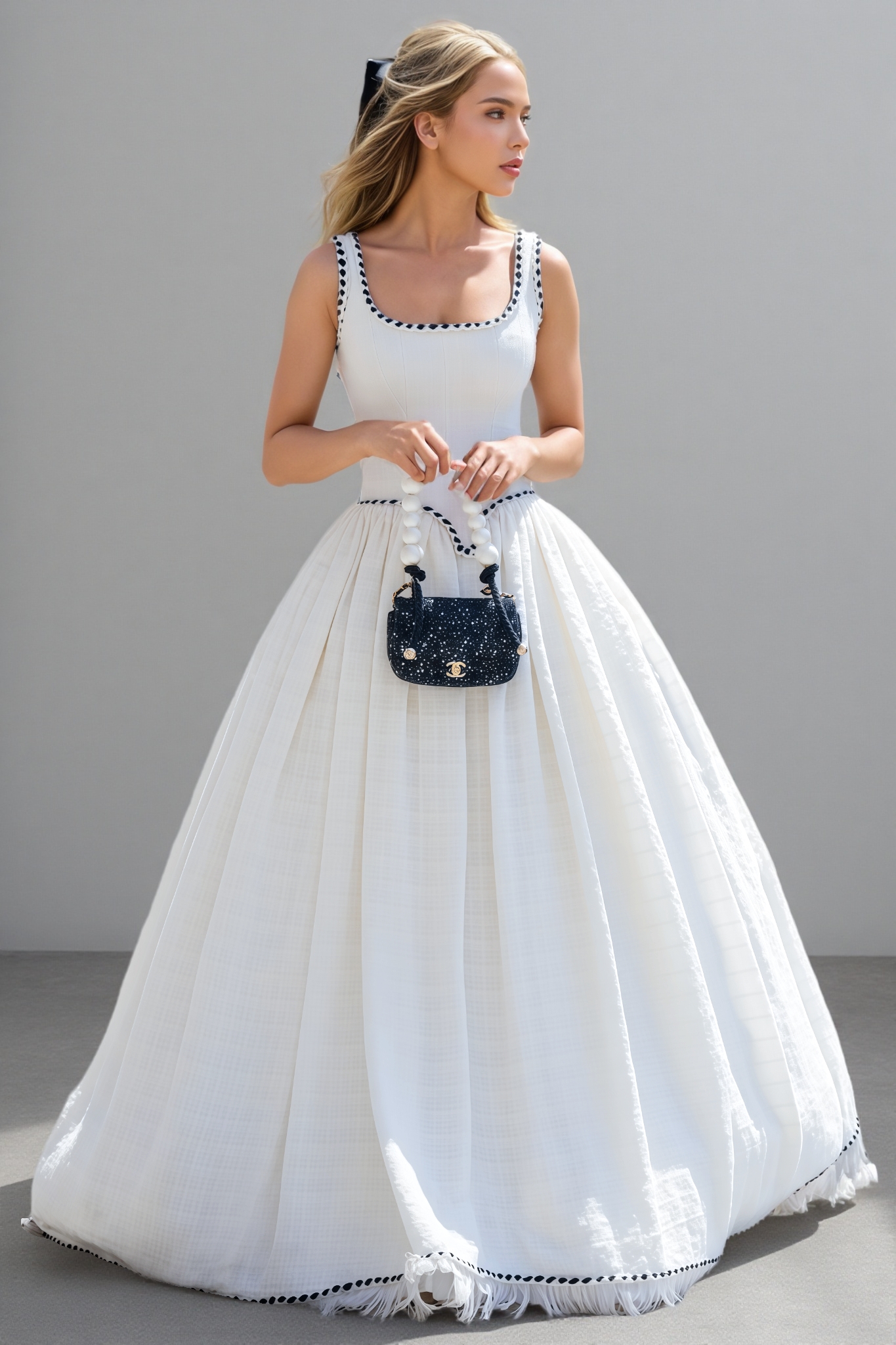 Pavoed Halter Puff Maxi Dress