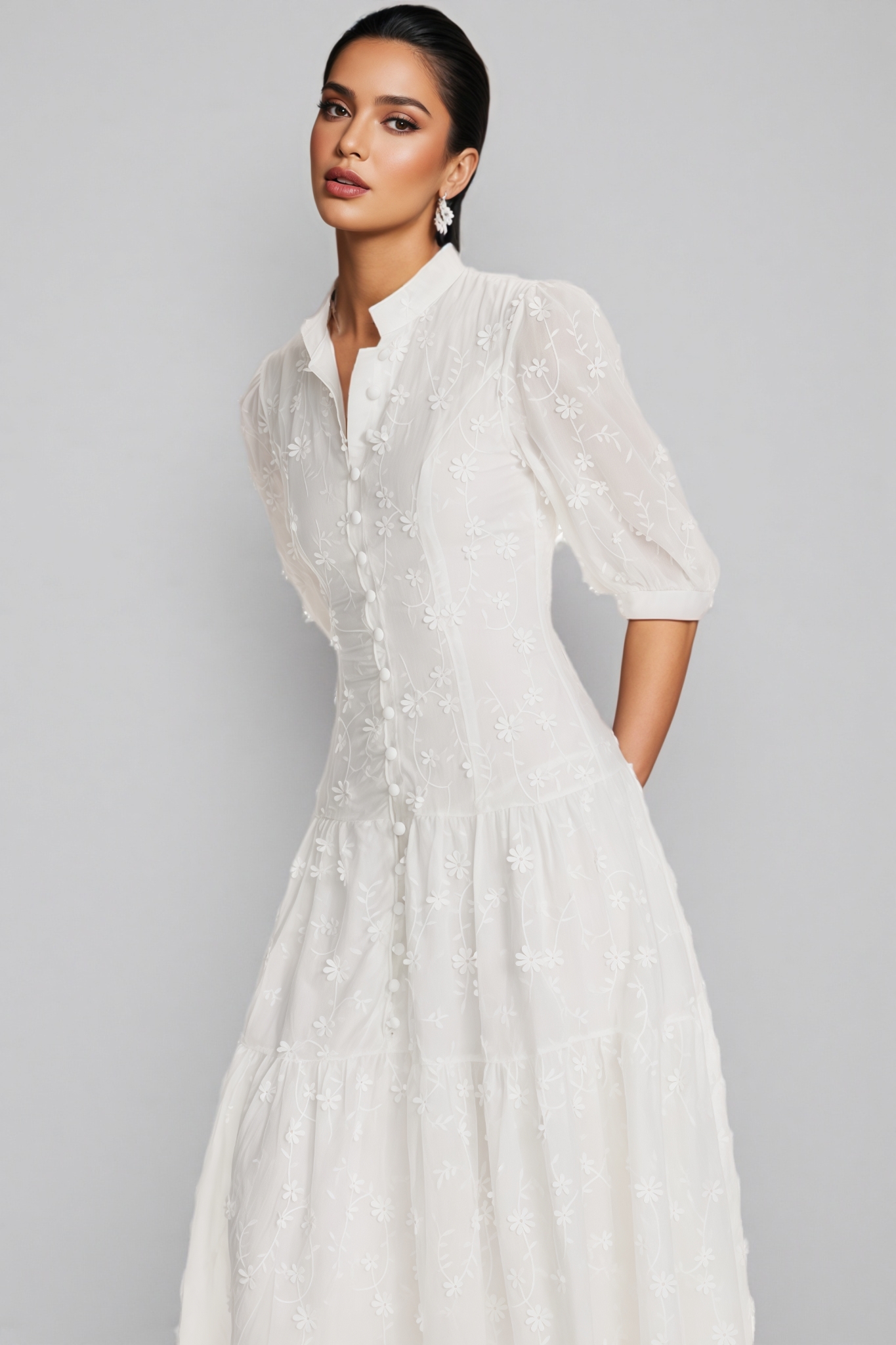 Kilo White Puff Sleeve Maxi Dress