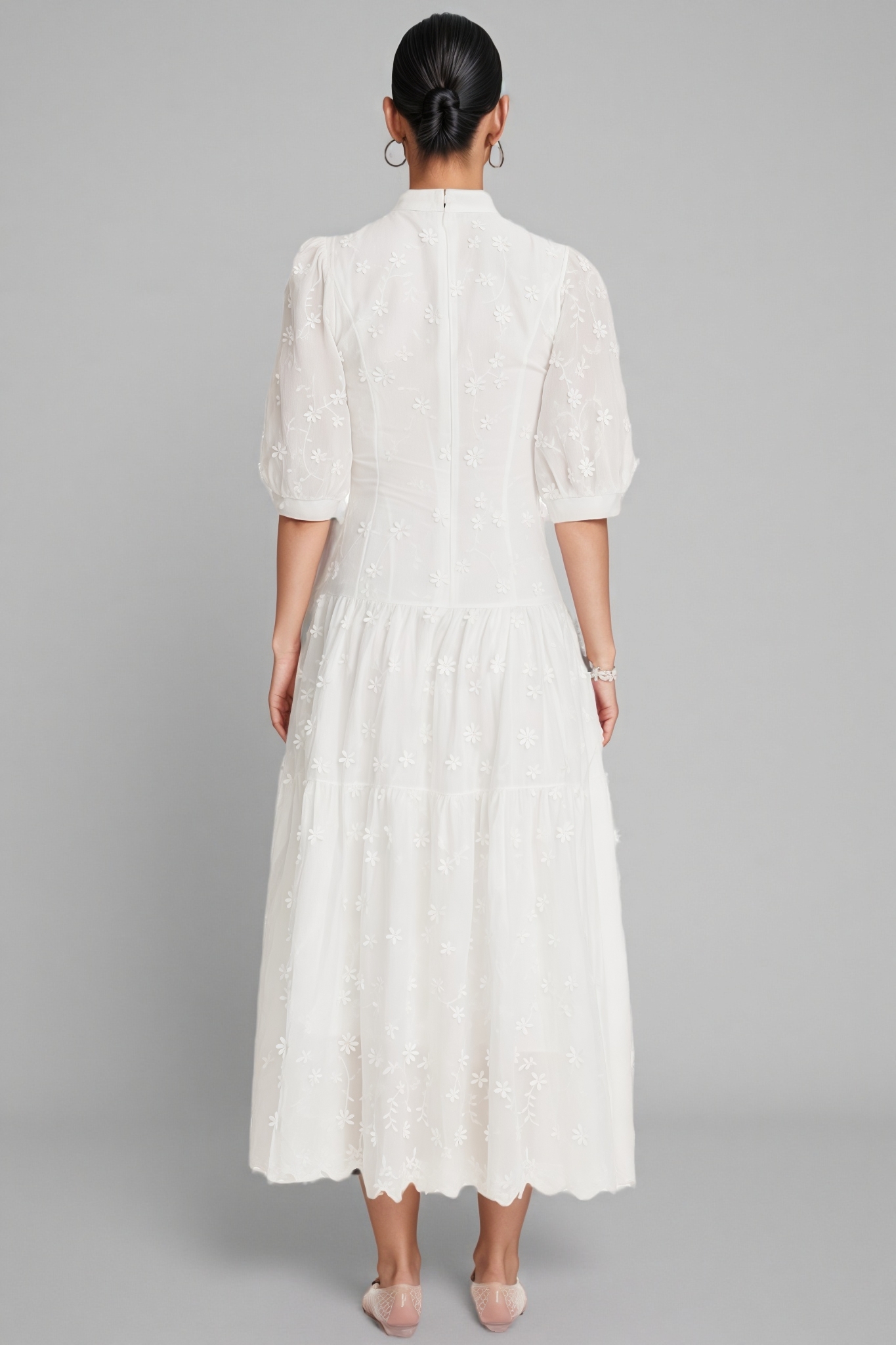 Kilo White Puff Sleeve Maxi Dress