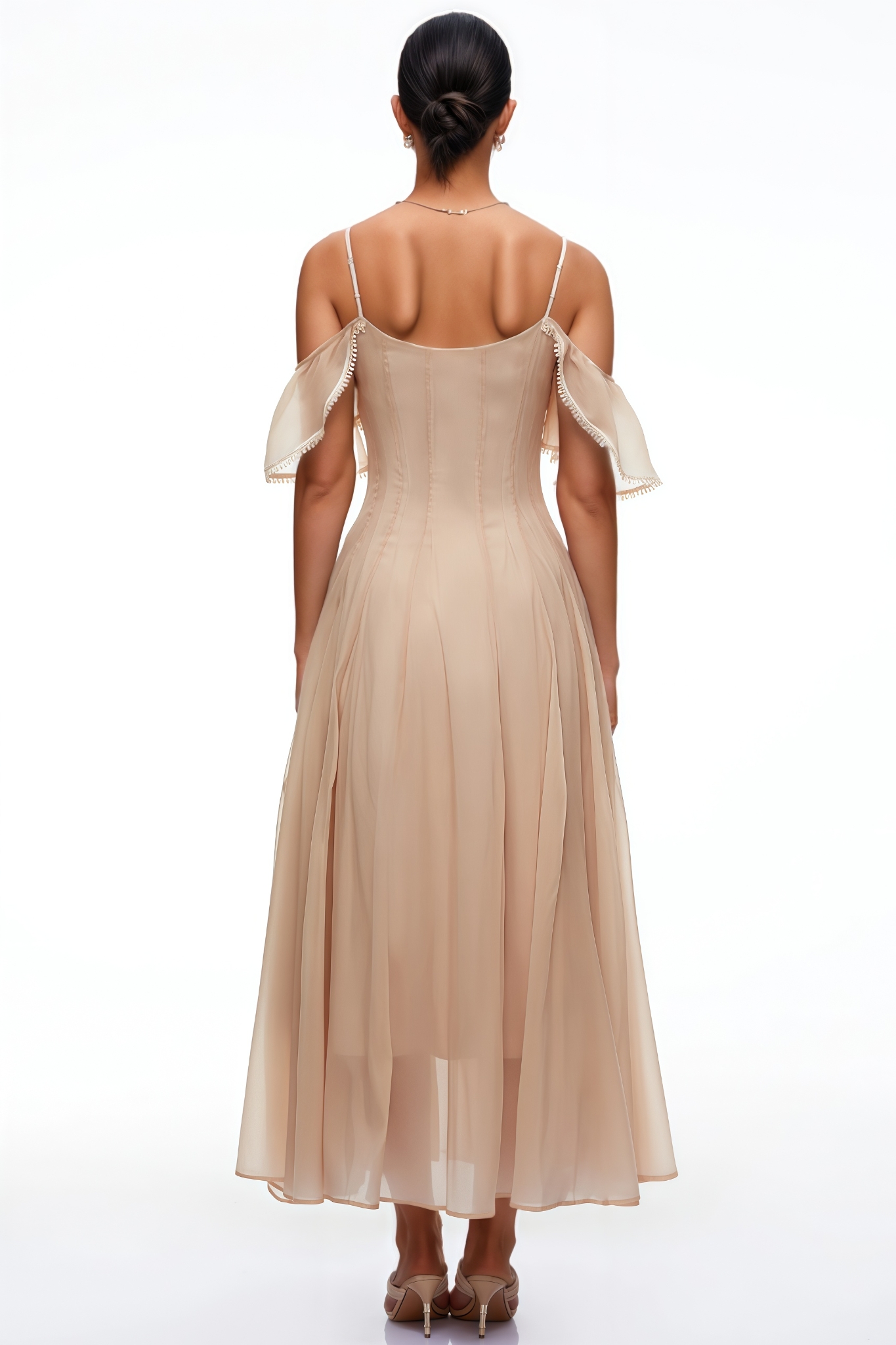 Jruke Pink Halter Ruffle Maxi Dress