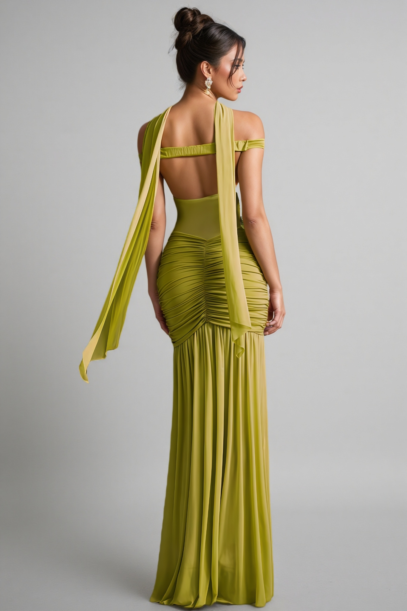 Haeris Halterneck Ruched Maxi Dress
