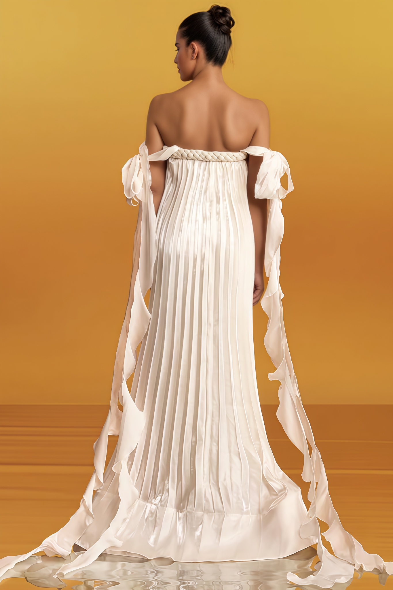 Fallon Off Shoulder Pleated Maxi Dress