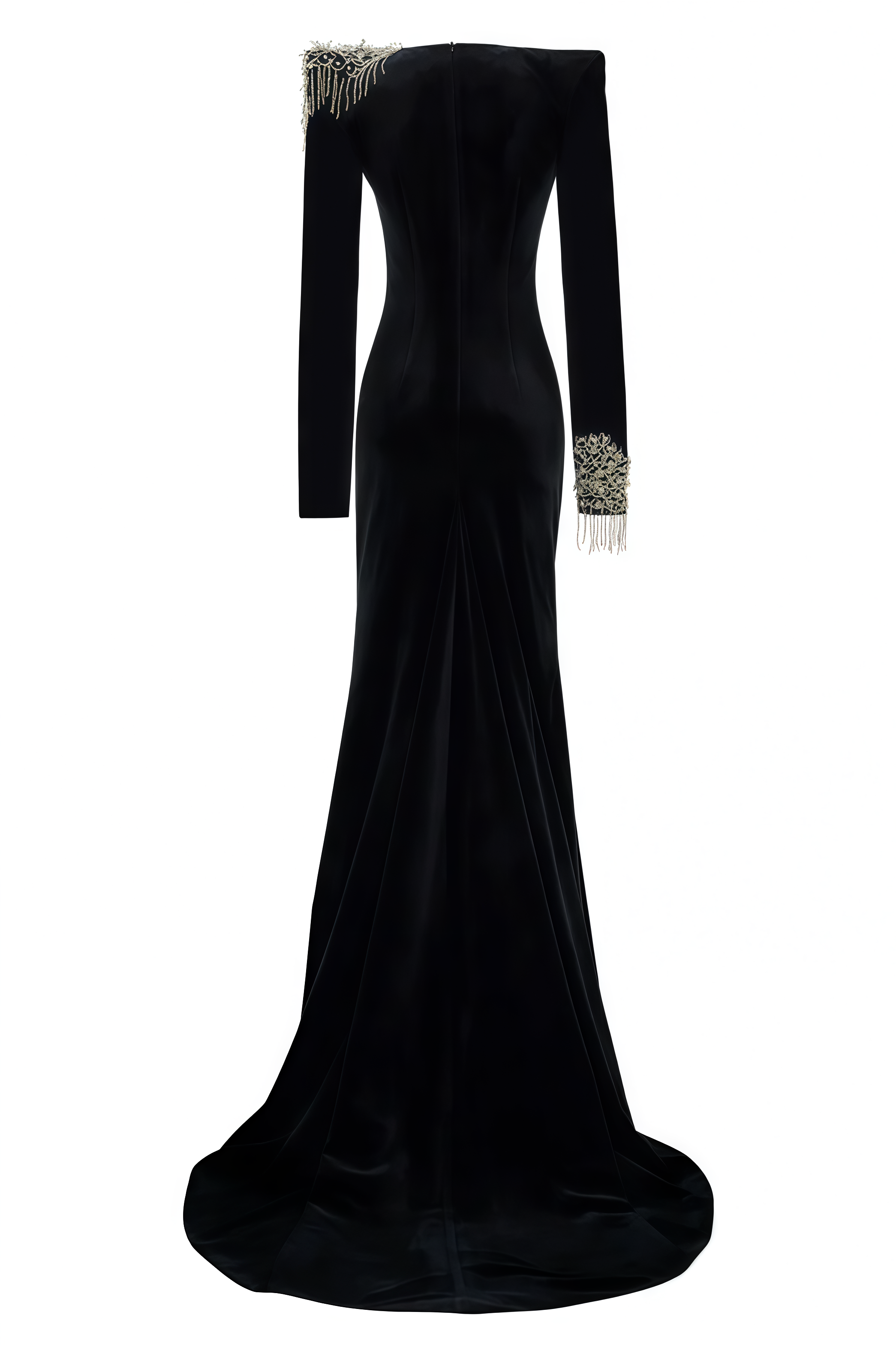 Karter Black Embroidered Velvet Maxi Dress