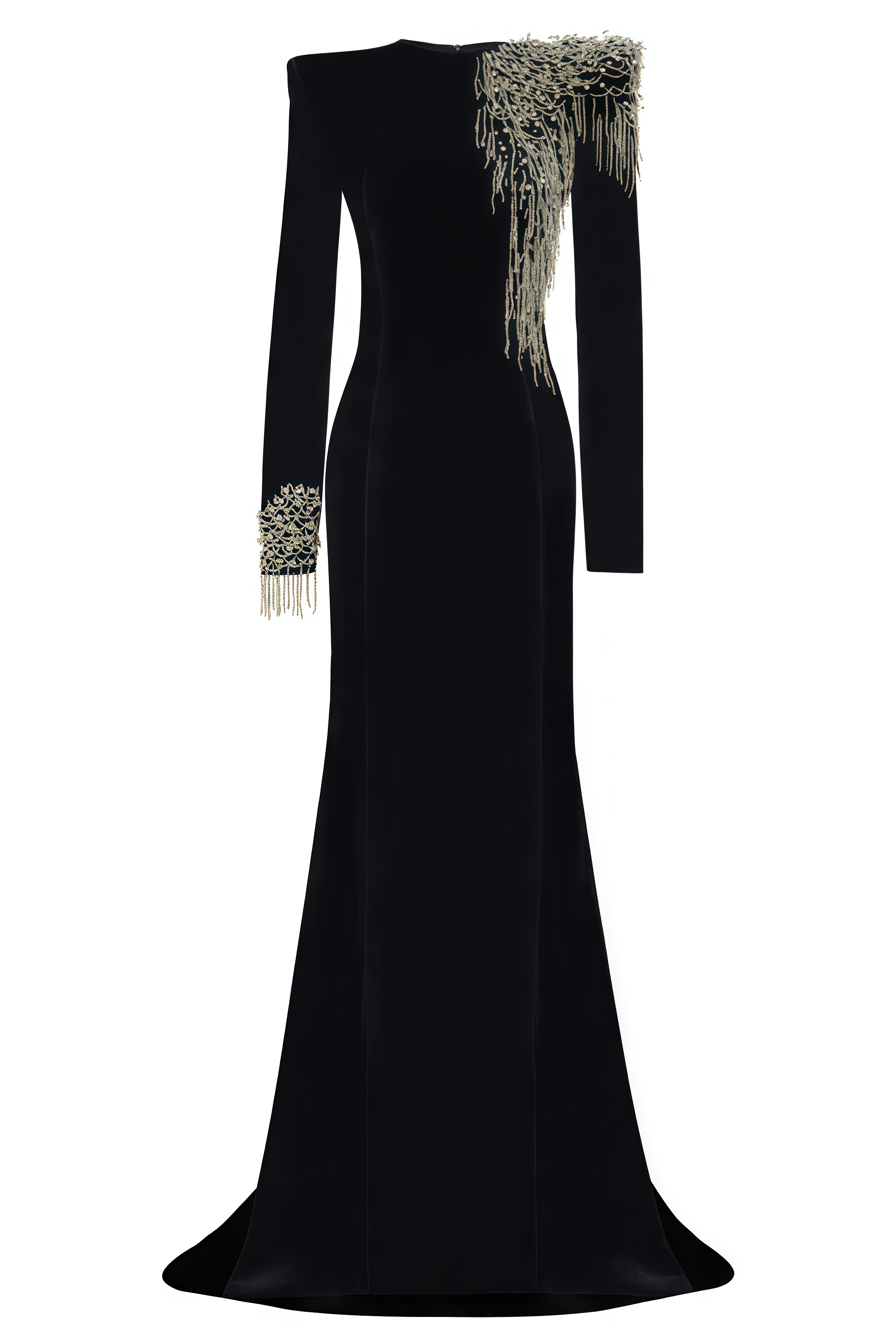 Karter Black Embroidered Velvet Maxi Dress