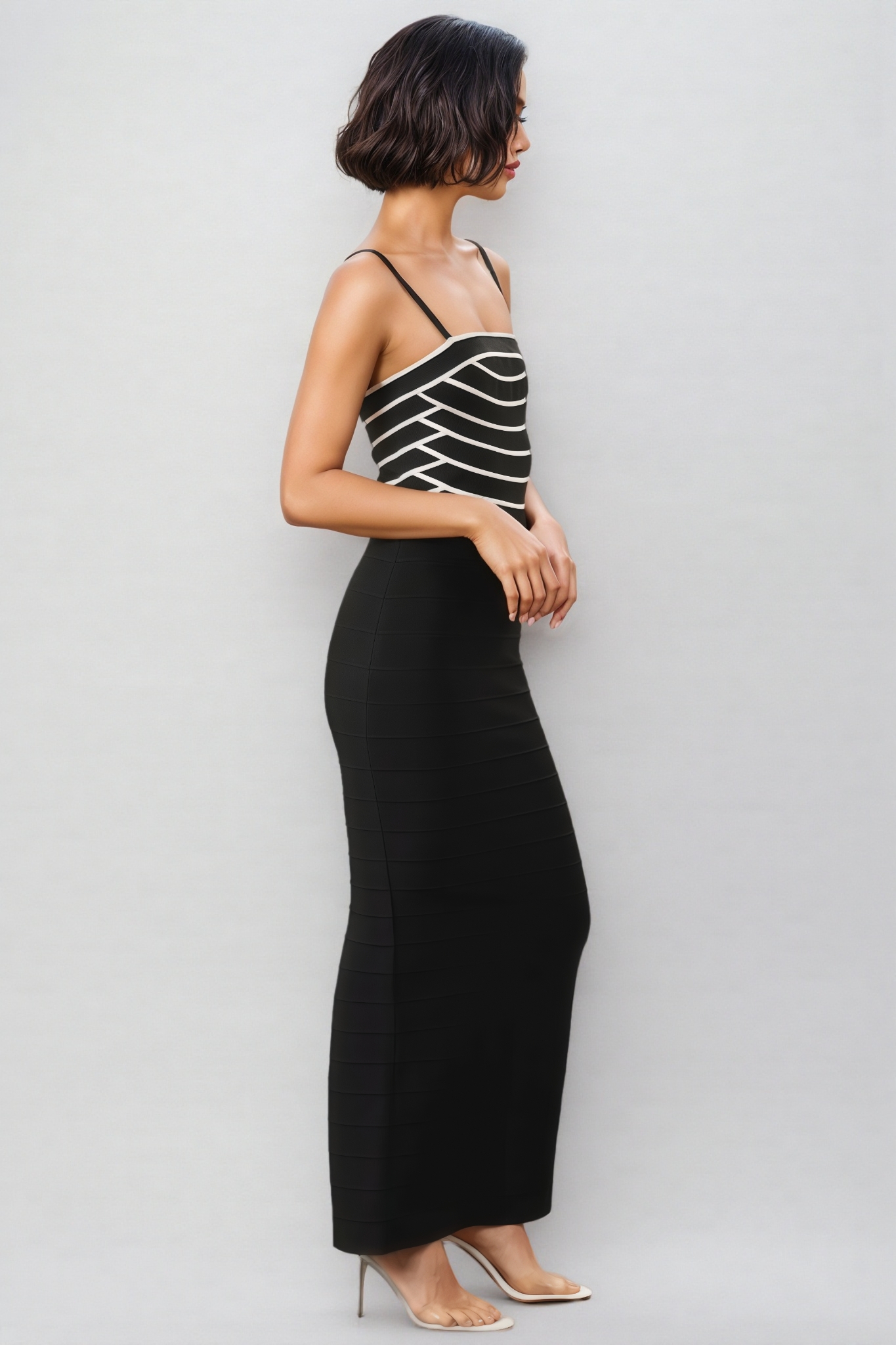 Zephry Split Striped Halter Maxi Dress