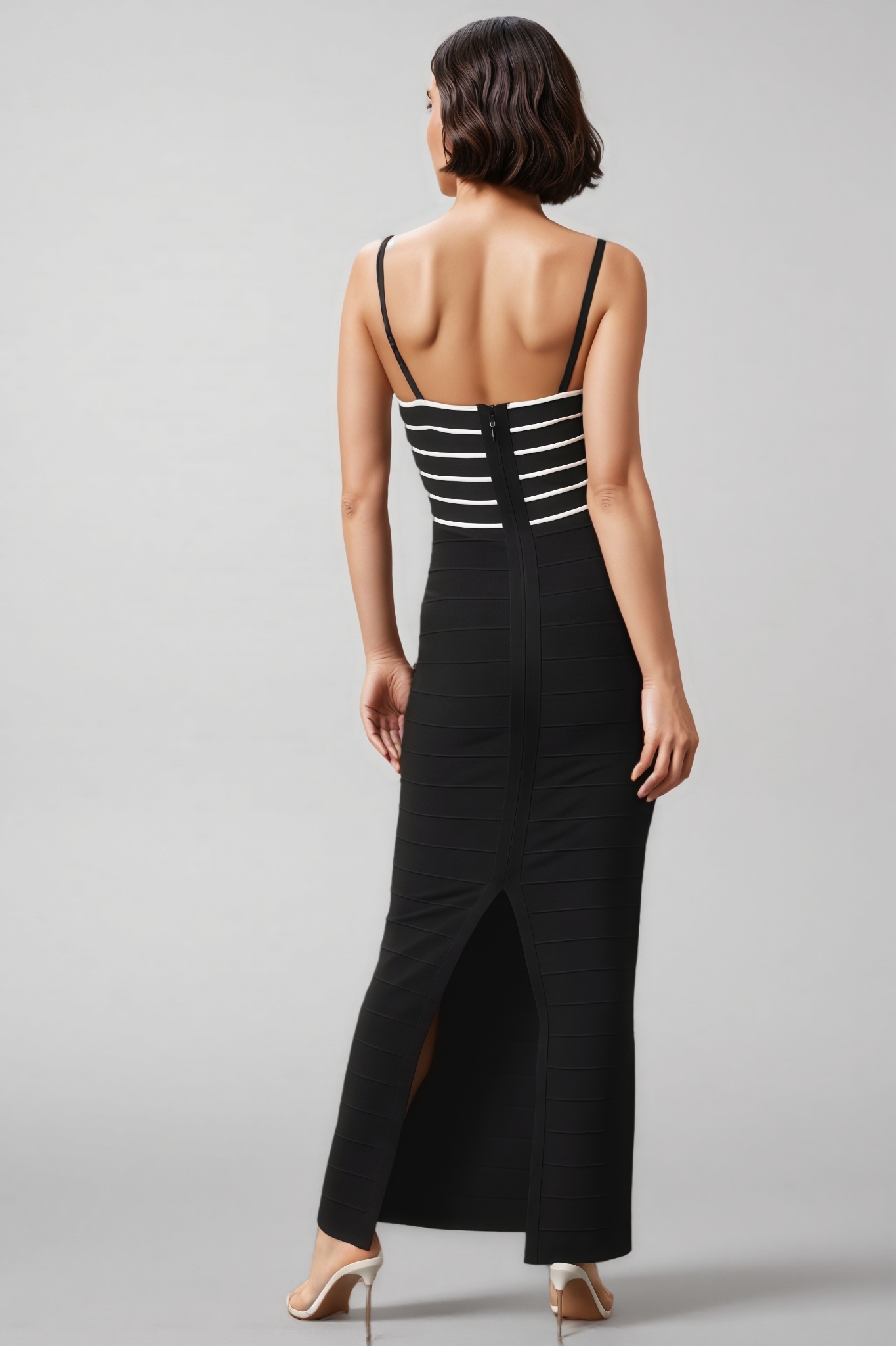 Zephry Split Striped Halter Maxi Dress