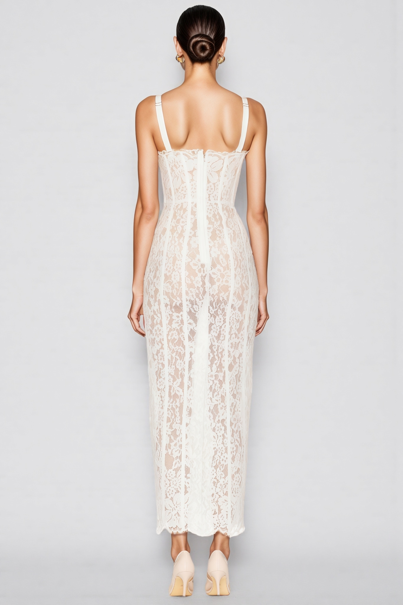 Pana White Lace Camisole Maxi Dress