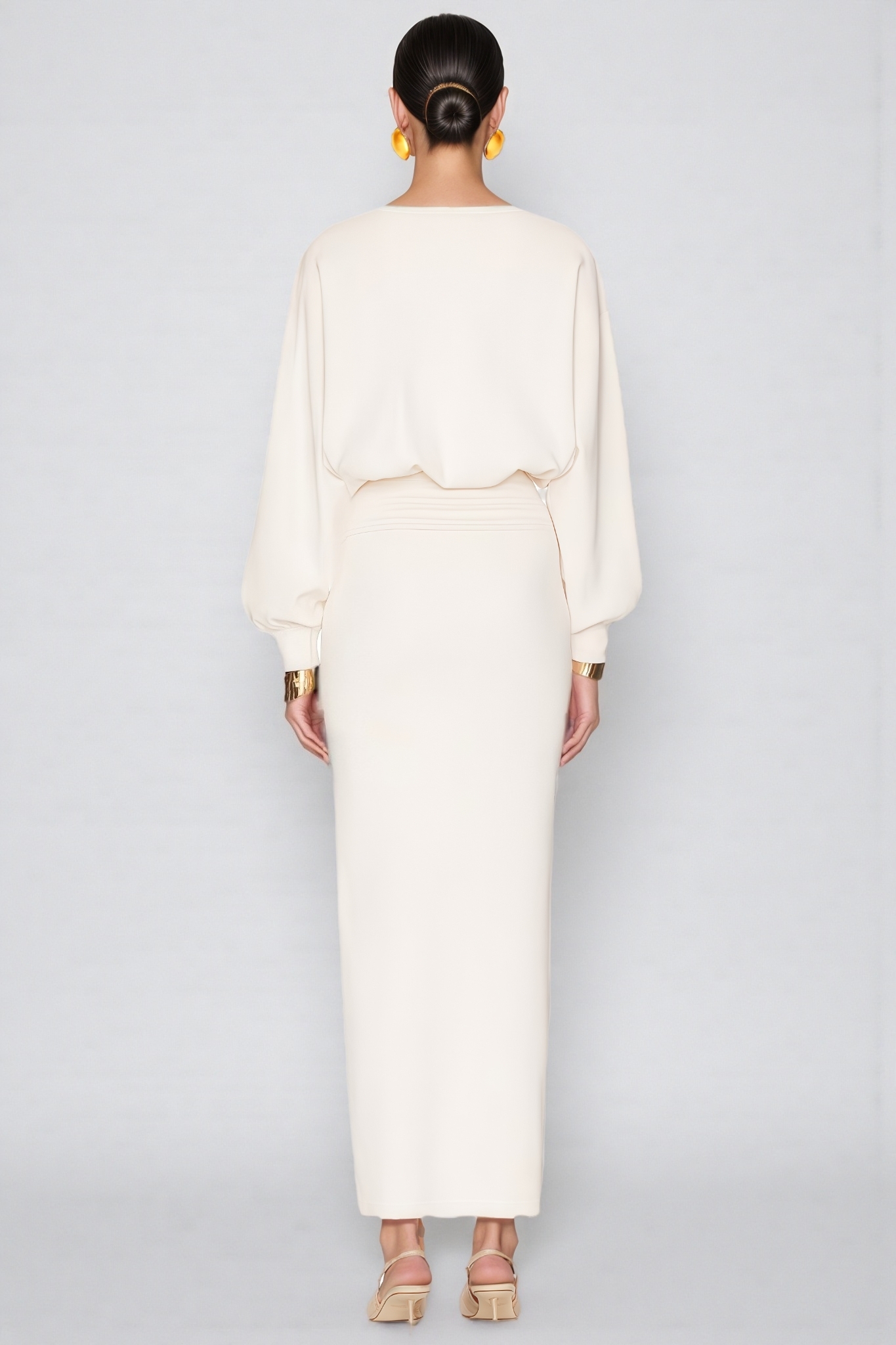 Gloria White Long Sleeve Bodycon Maxi Dress