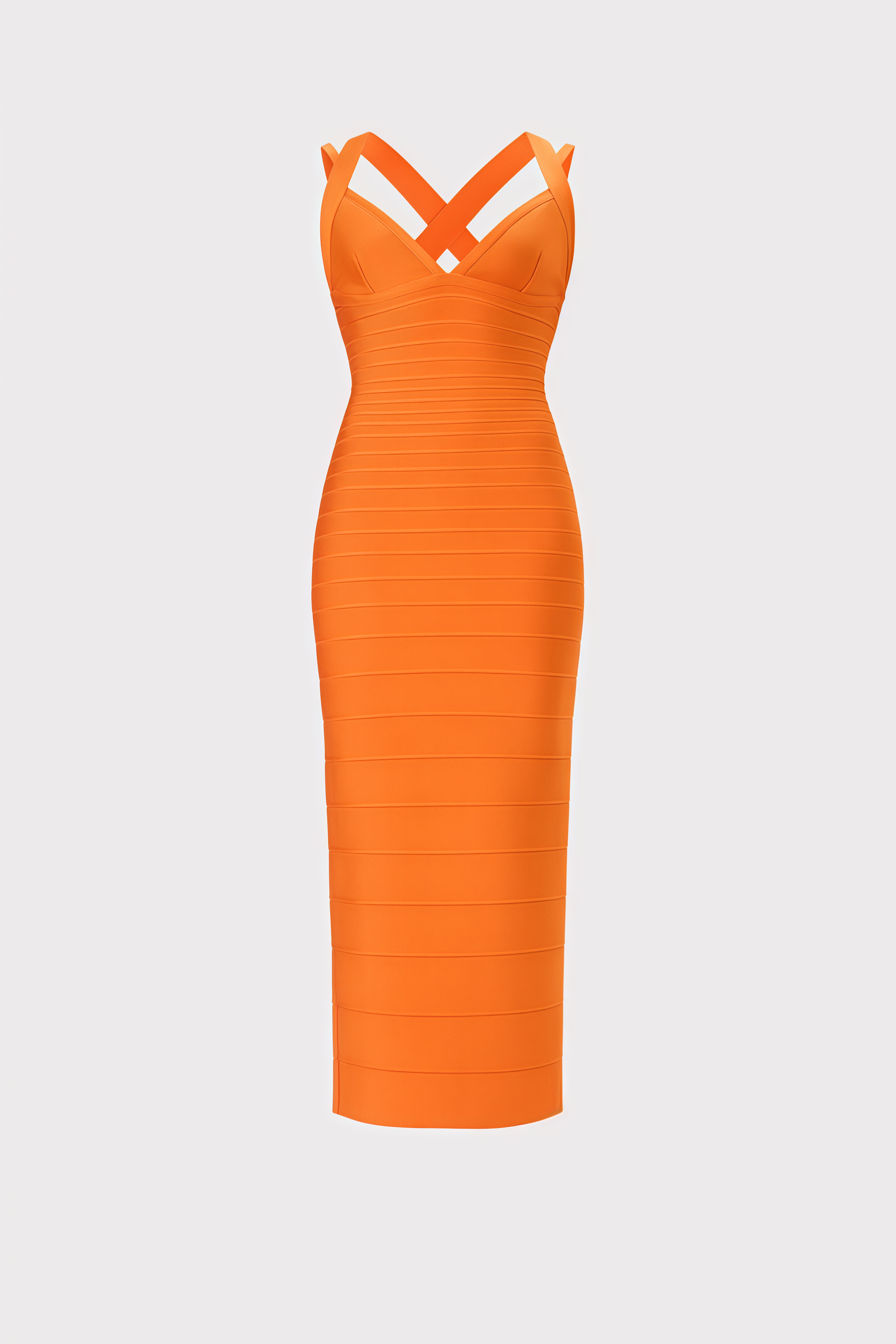 Charlotte Orange Fishtail Bandage Maxi Dress