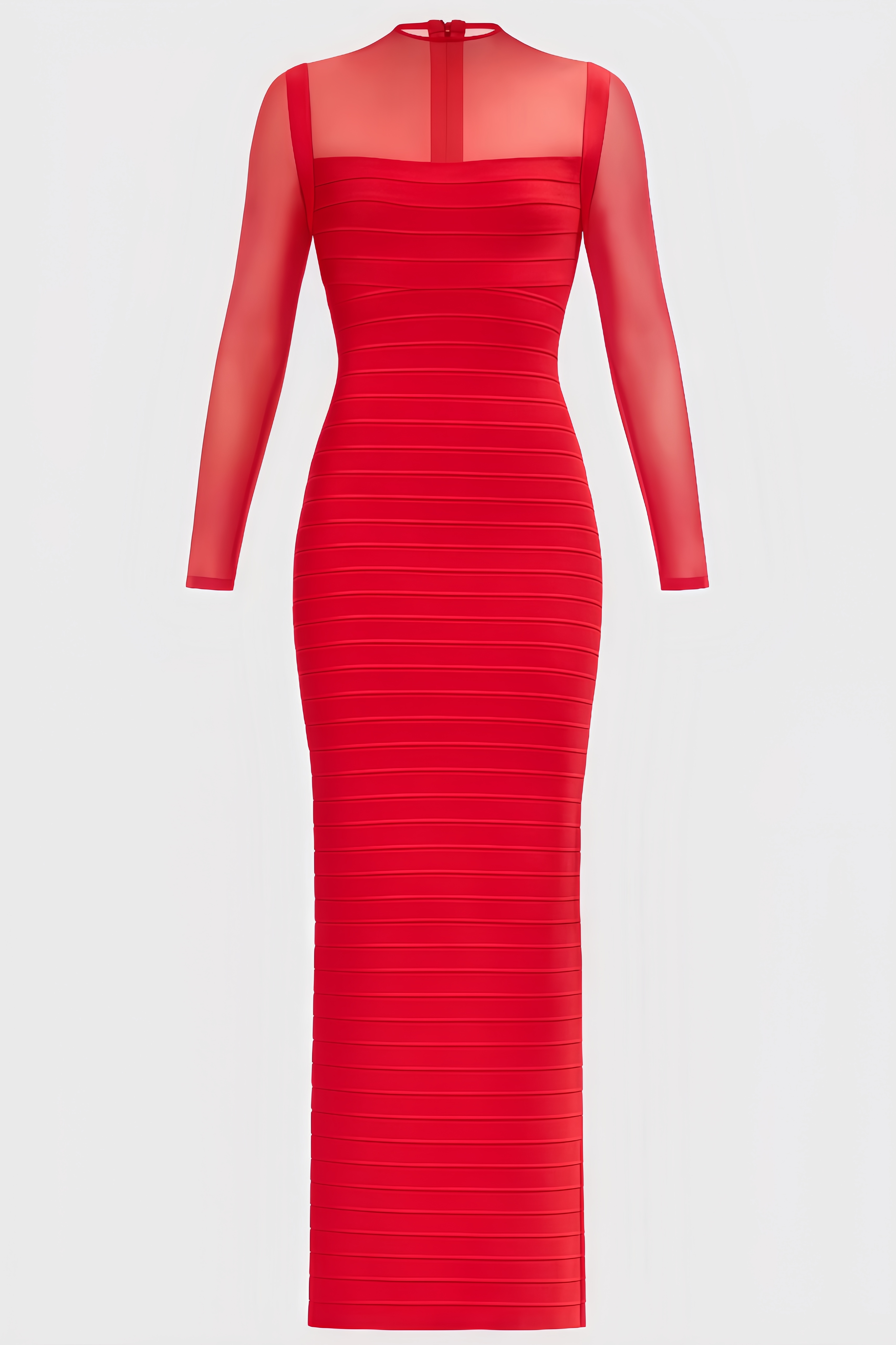 Logan Red Mesh Bandage Maxi Dress