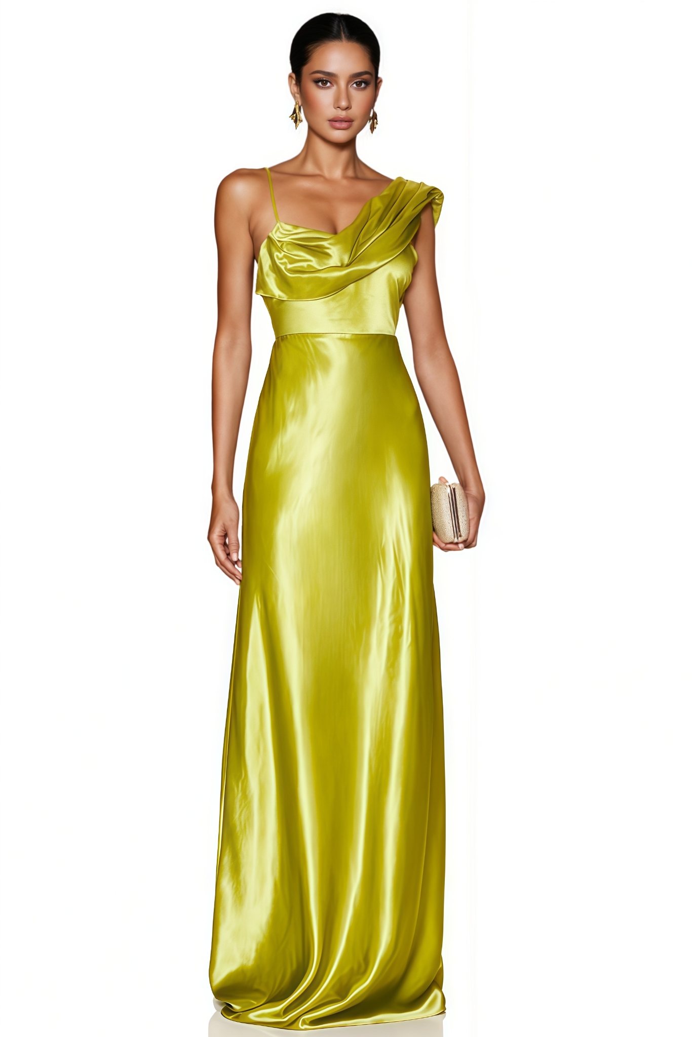 Canlob Green One Shoulder Maxi Dress